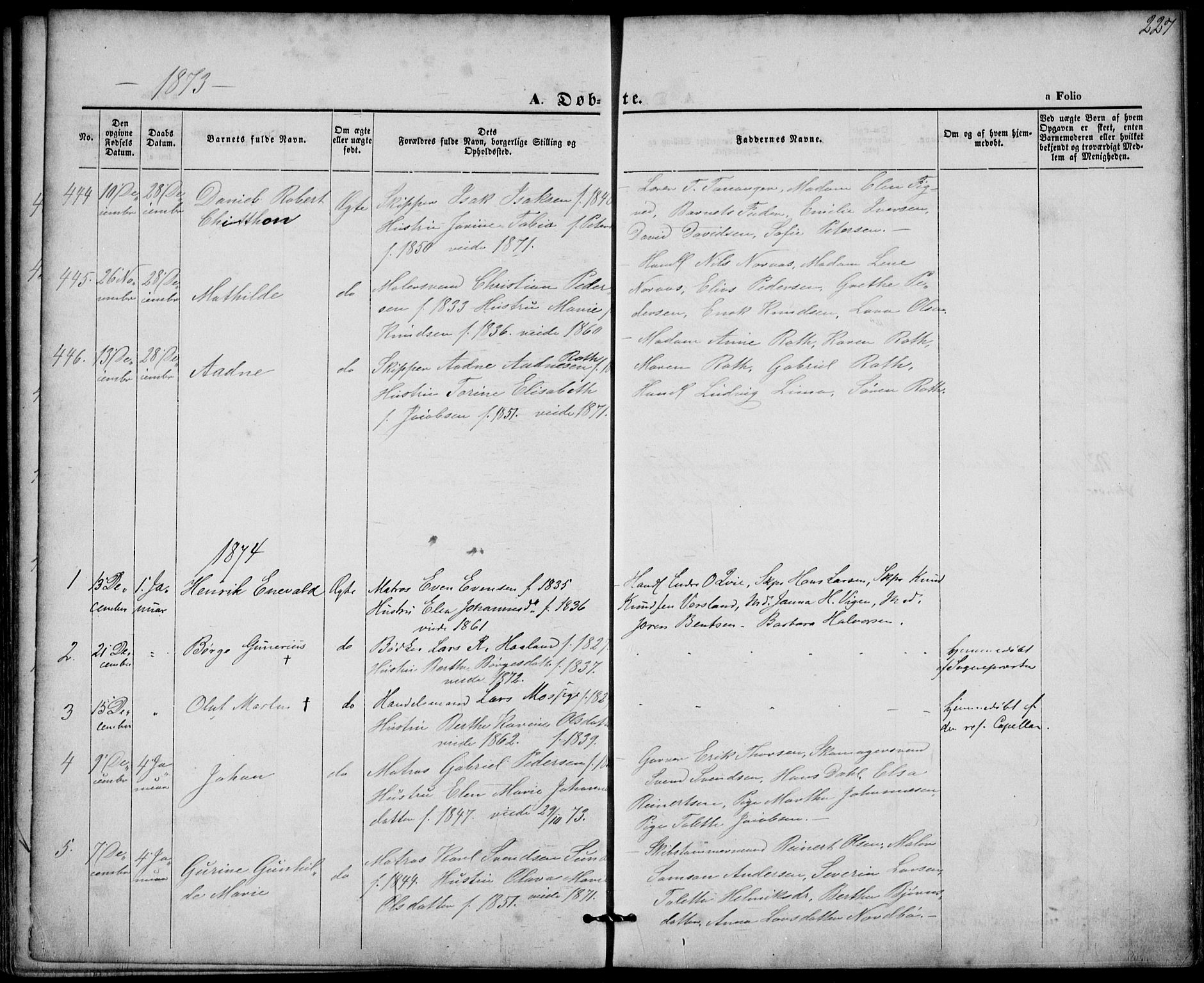 St. Petri sokneprestkontor, AV/SAST-A-101813/001/30/30BA/L0008: Parish register (official) no. A 8, 1868-1876, p. 227