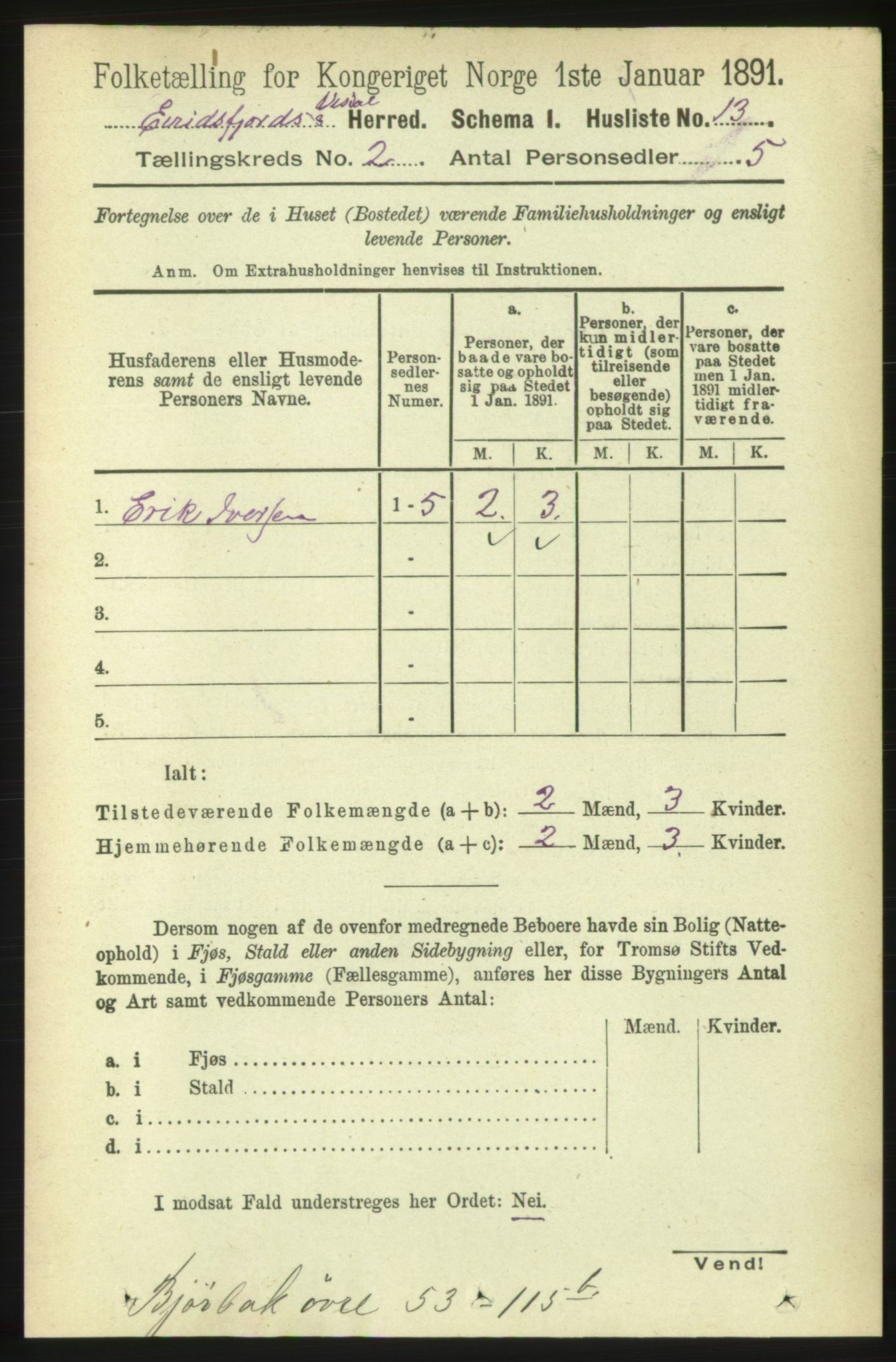 RA, 1891 census for 1542 Eresfjord og Vistdal, 1891, p. 321