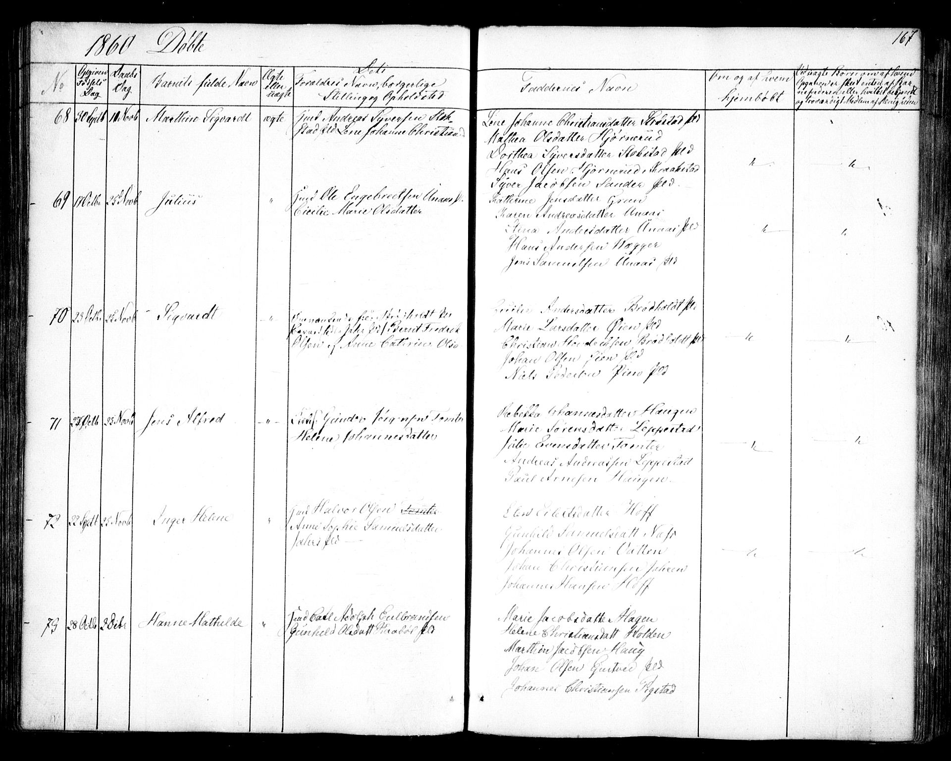 Hobøl prestekontor Kirkebøker, AV/SAO-A-2002/F/Fa/L0003: Parish register (official) no. I 3, 1842-1864, p. 167