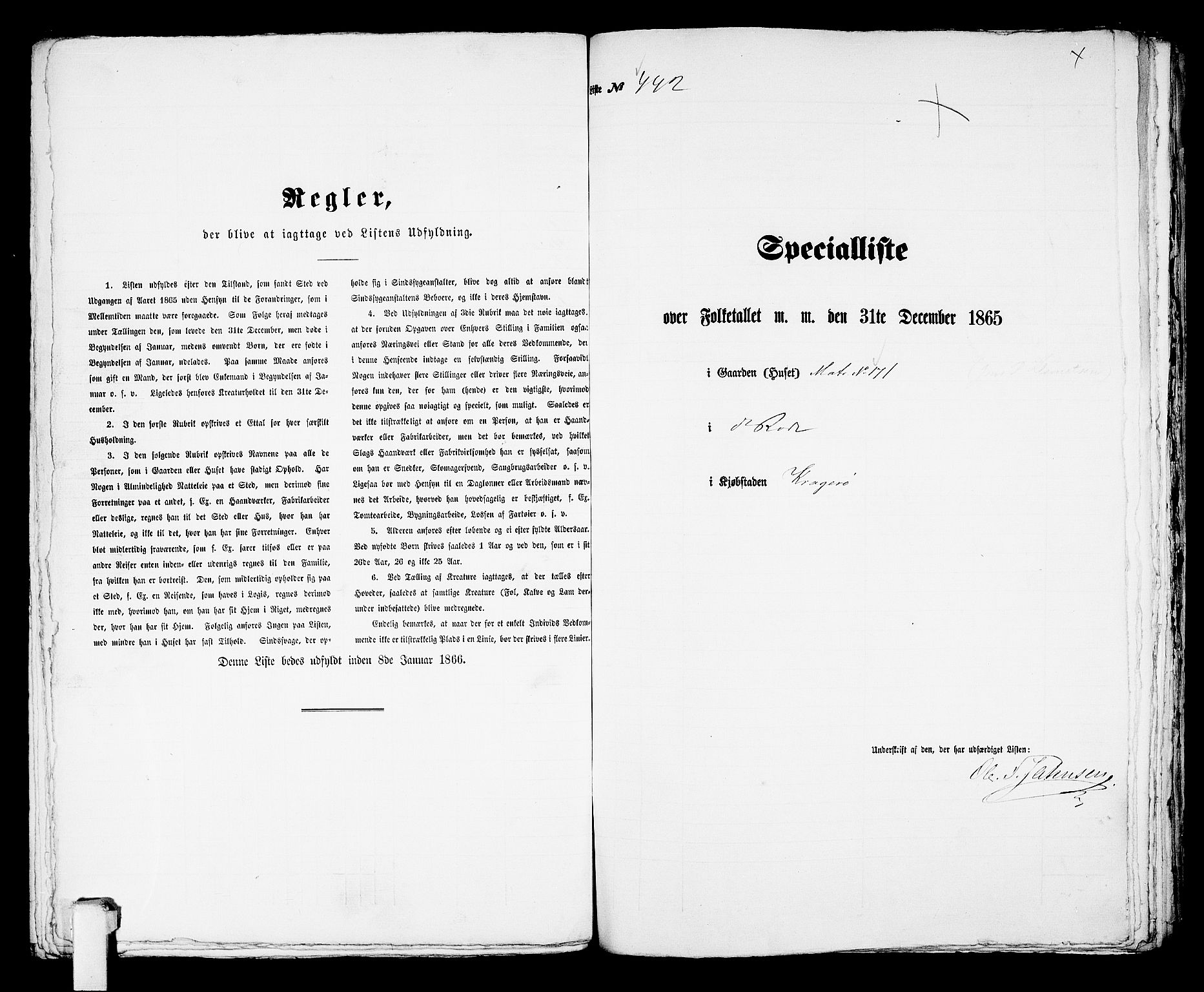 RA, 1865 census for Kragerø/Kragerø, 1865, p. 900