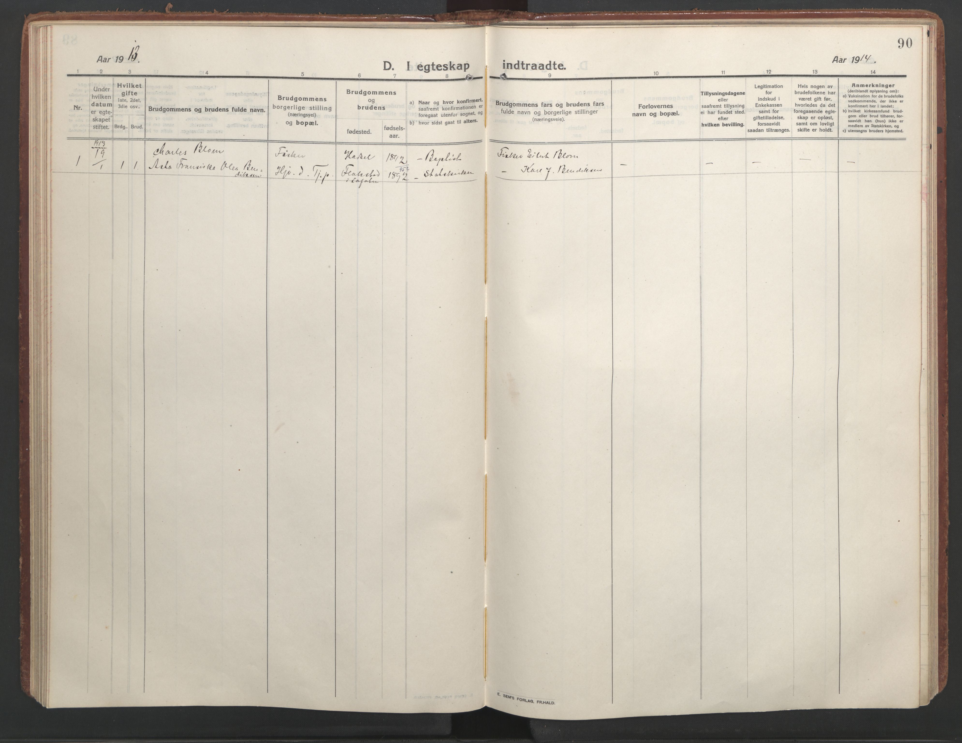 Ministerialprotokoller, klokkerbøker og fødselsregistre - Nordland, SAT/A-1459/888/L1251: Parish register (official) no. 888A17, 1913-1925, p. 90
