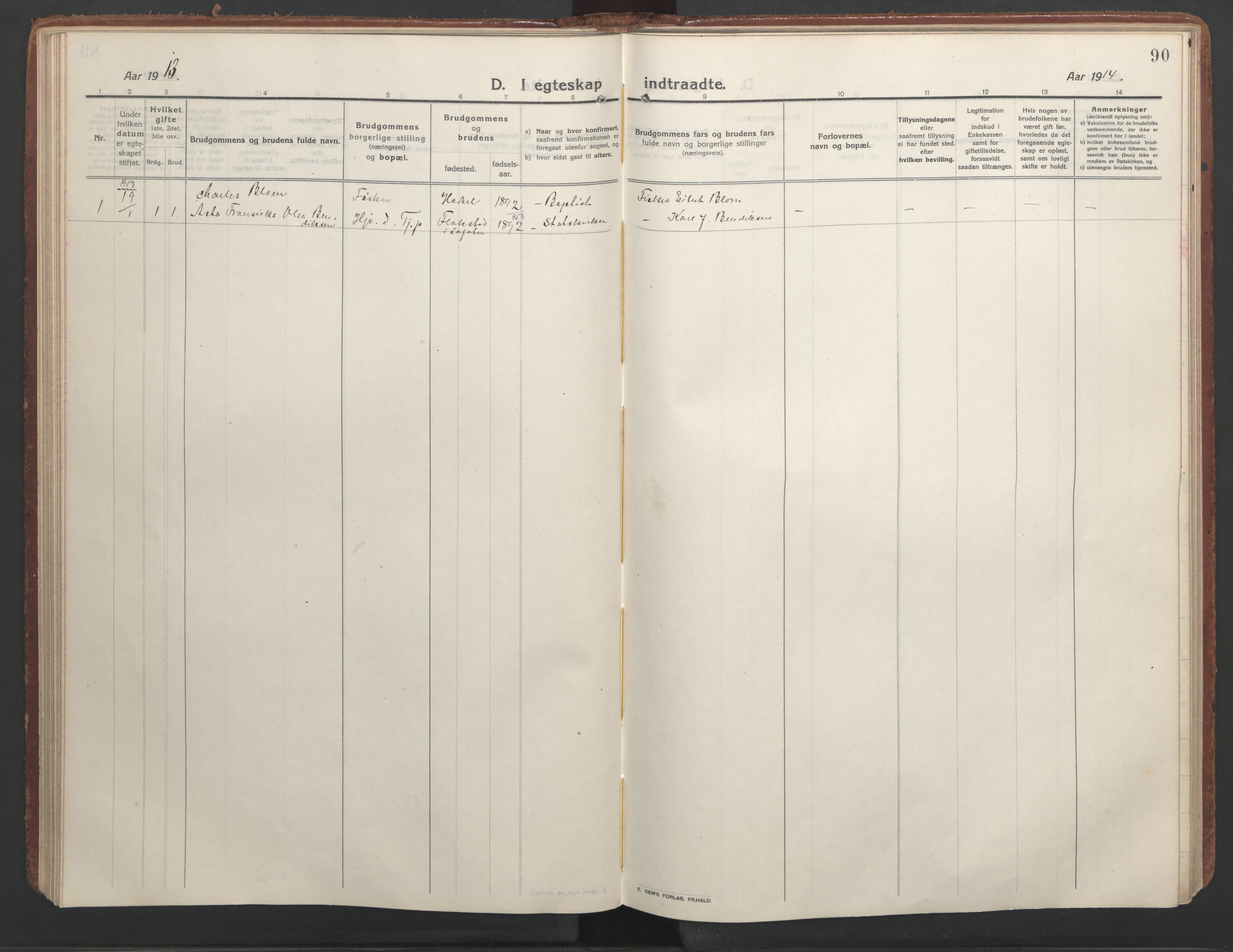 Ministerialprotokoller, klokkerbøker og fødselsregistre - Nordland, AV/SAT-A-1459/888/L1251: Parish register (official) no. 888A17, 1913-1925, p. 90