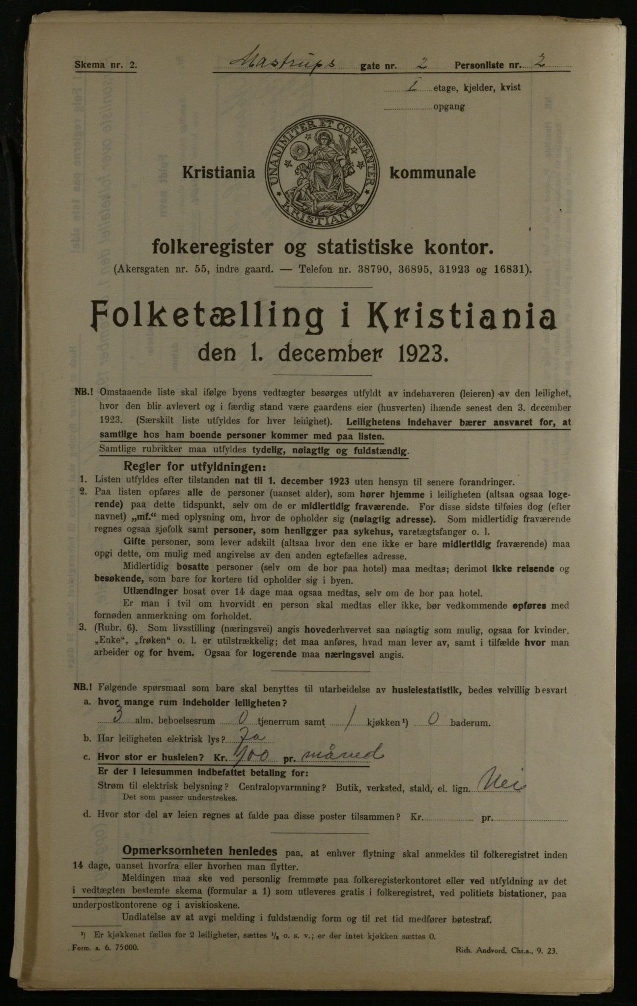 OBA, Municipal Census 1923 for Kristiania, 1923, p. 71749