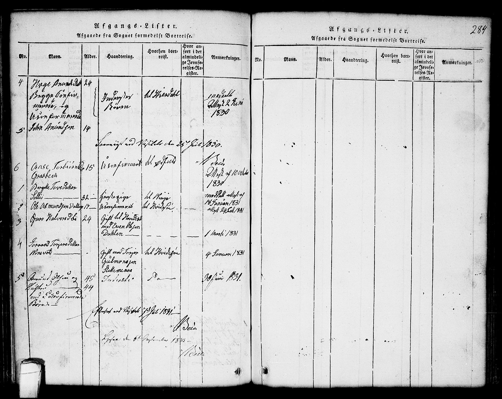 Seljord kirkebøker, AV/SAKO-A-20/G/Gc/L0001: Parish register (copy) no. III 1, 1815-1849, p. 284