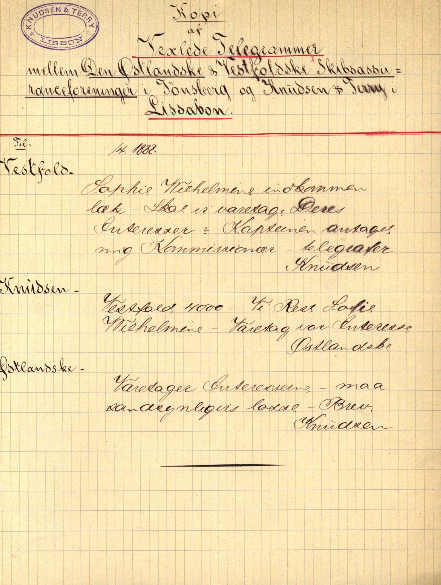 Pa 63 - Østlandske skibsassuranceforening, VEMU/A-1079/G/Ga/L0023/0002: Havaridokumenter / Flora, Frank, Freidig, Sophie, Wilhelmine, 1888, p. 75