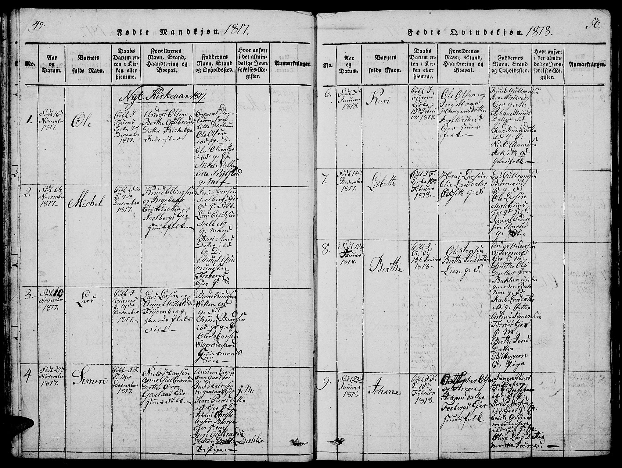 Vang prestekontor, Hedmark, AV/SAH-PREST-008/H/Ha/Hab/L0005: Parish register (copy) no. 5, 1815-1836, p. 49-50