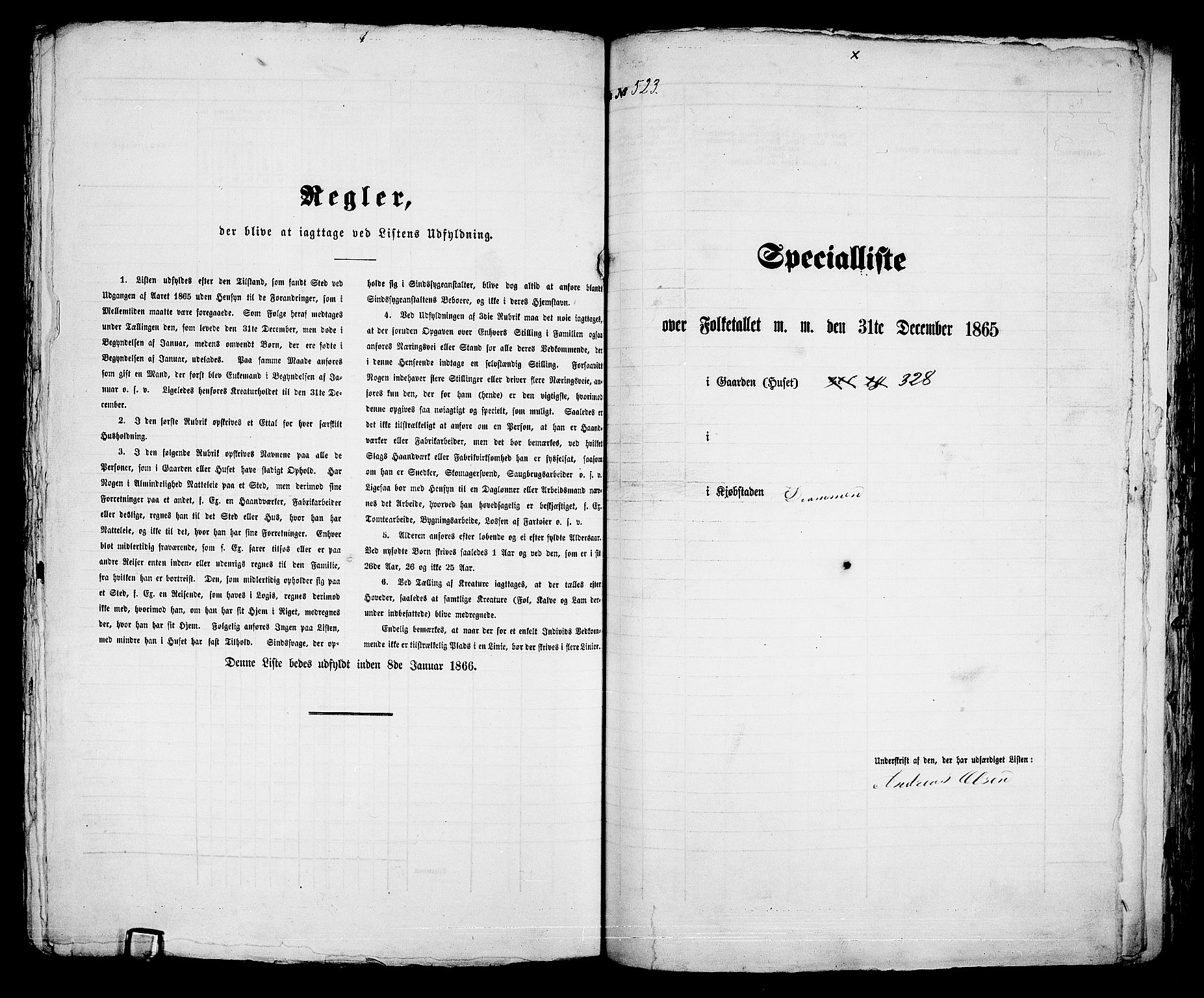 RA, 1865 census for Bragernes in Drammen, 1865, p. 1089