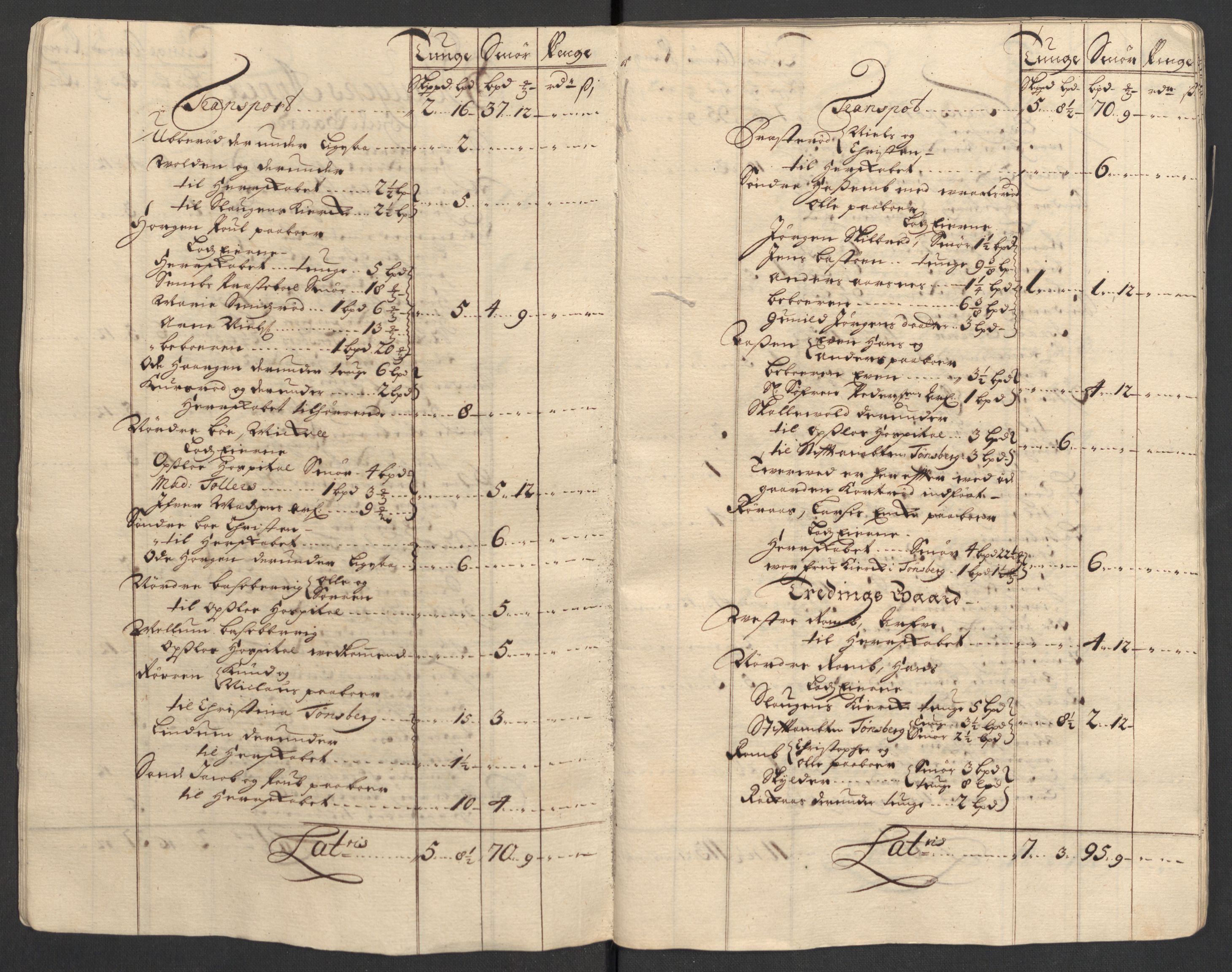 Rentekammeret inntil 1814, Reviderte regnskaper, Fogderegnskap, RA/EA-4092/R32/L1872: Fogderegnskap Jarlsberg grevskap, 1706-1707, p. 291