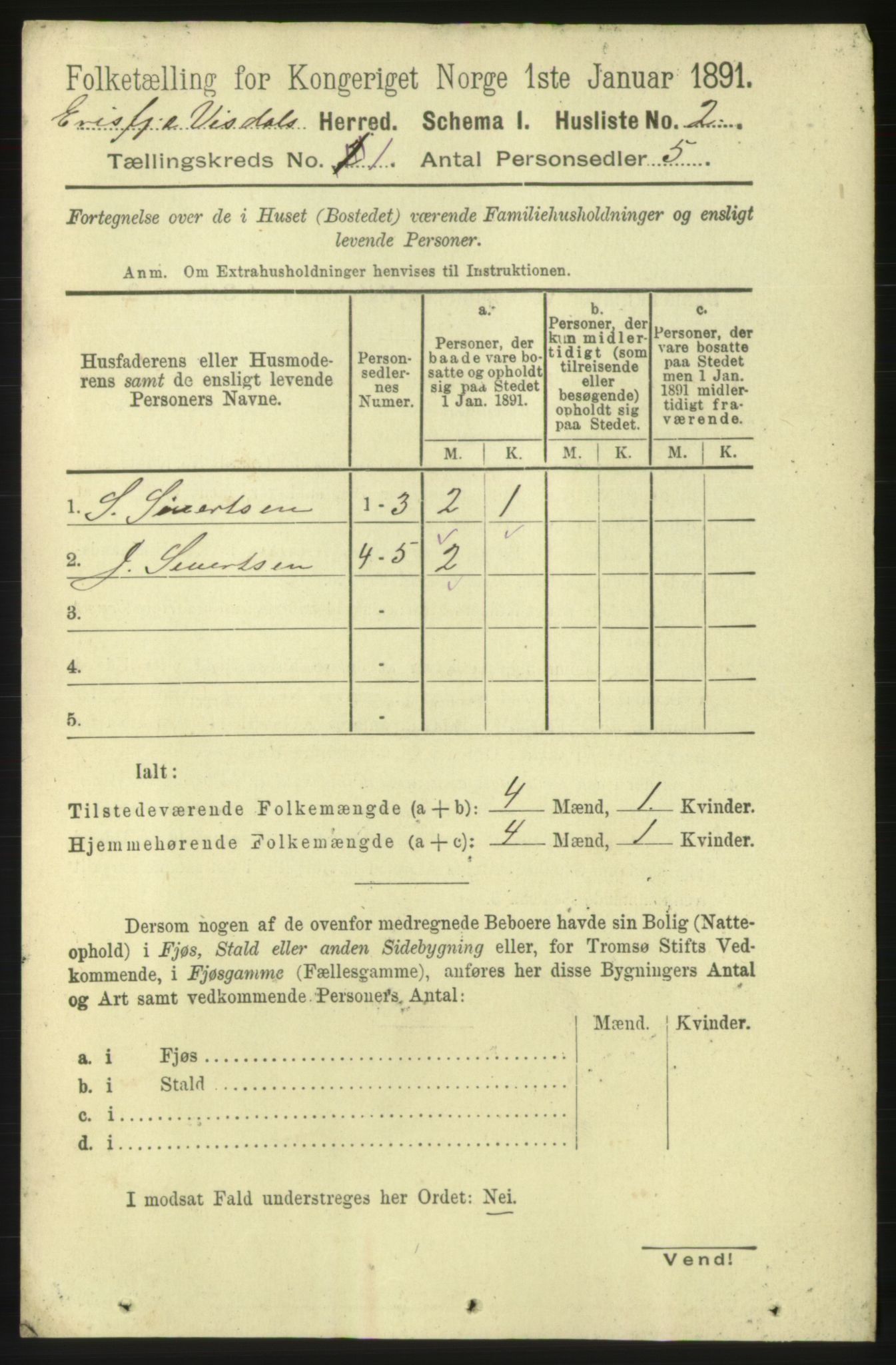 RA, 1891 census for 1542 Eresfjord og Vistdal, 1891, p. 24