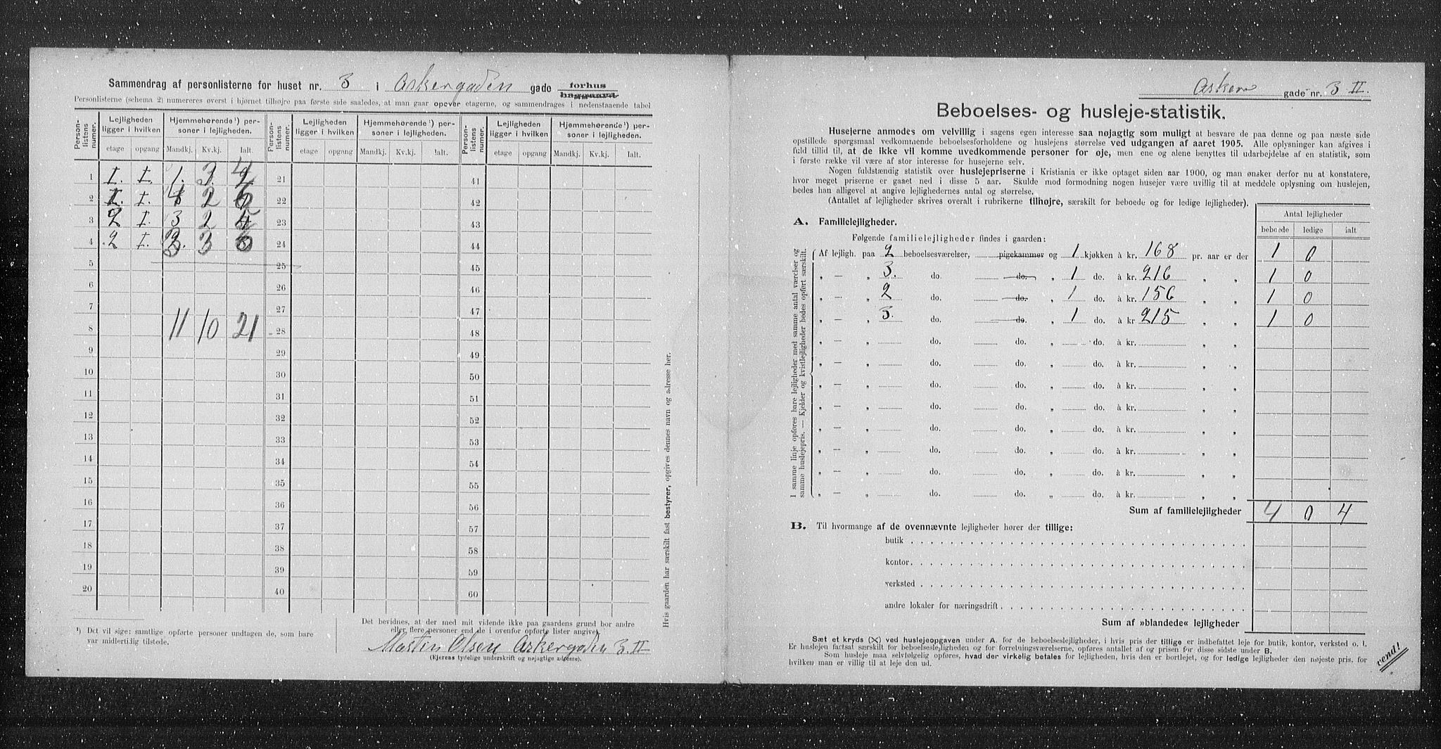 OBA, Municipal Census 1905 for Kristiania, 1905, p. 1294