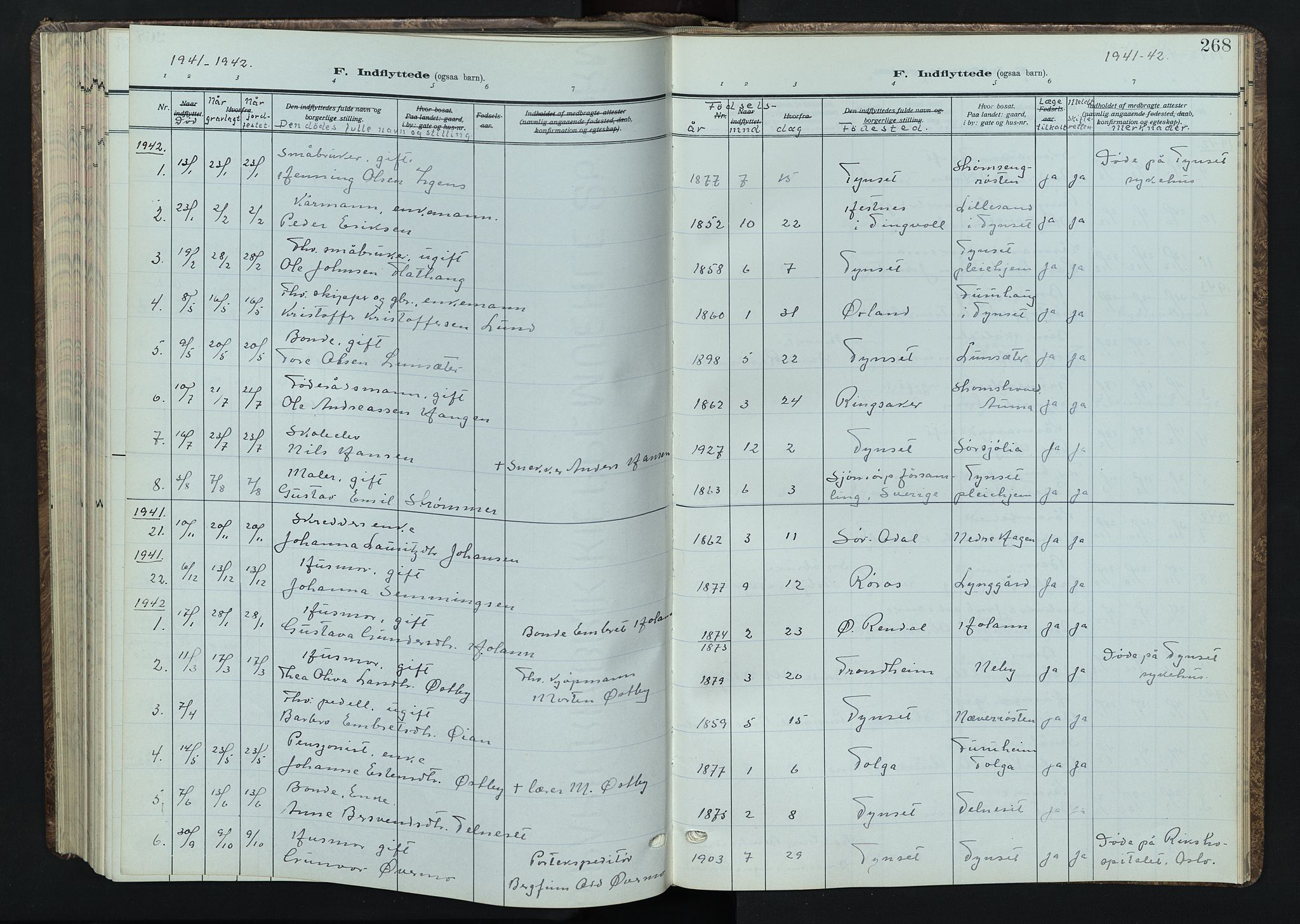 Tynset prestekontor, AV/SAH-PREST-058/H/Ha/Hab/L0012: Parish register (copy) no. 12, 1930-1944, p. 268