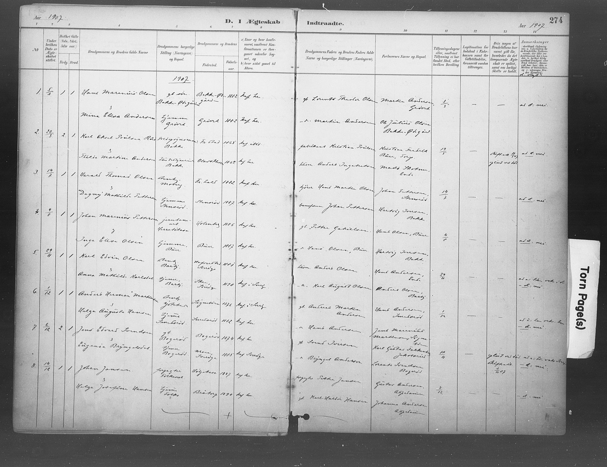 Idd prestekontor Kirkebøker, SAO/A-10911/F/Fb/L0002: Parish register (official) no. II 2, 1882-1923, p. 274