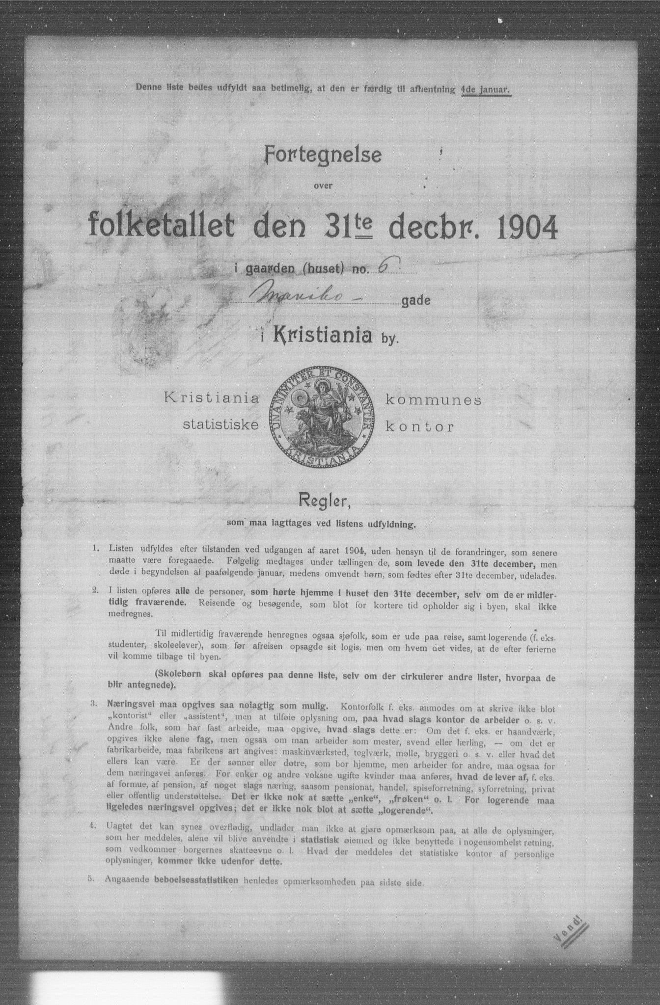 OBA, Municipal Census 1904 for Kristiania, 1904, p. 11666