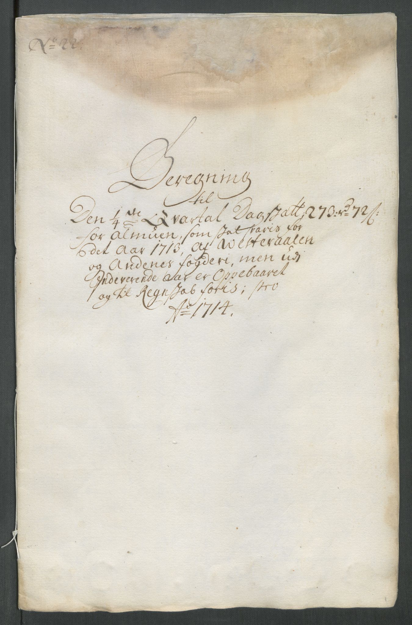 Rentekammeret inntil 1814, Reviderte regnskaper, Fogderegnskap, AV/RA-EA-4092/R67/L4680: Fogderegnskap Vesterålen, Andenes og Lofoten, 1714, p. 133