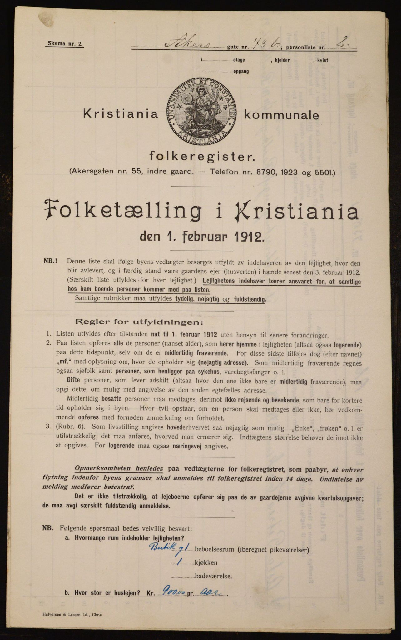 OBA, Municipal Census 1912 for Kristiania, 1912, p. 822