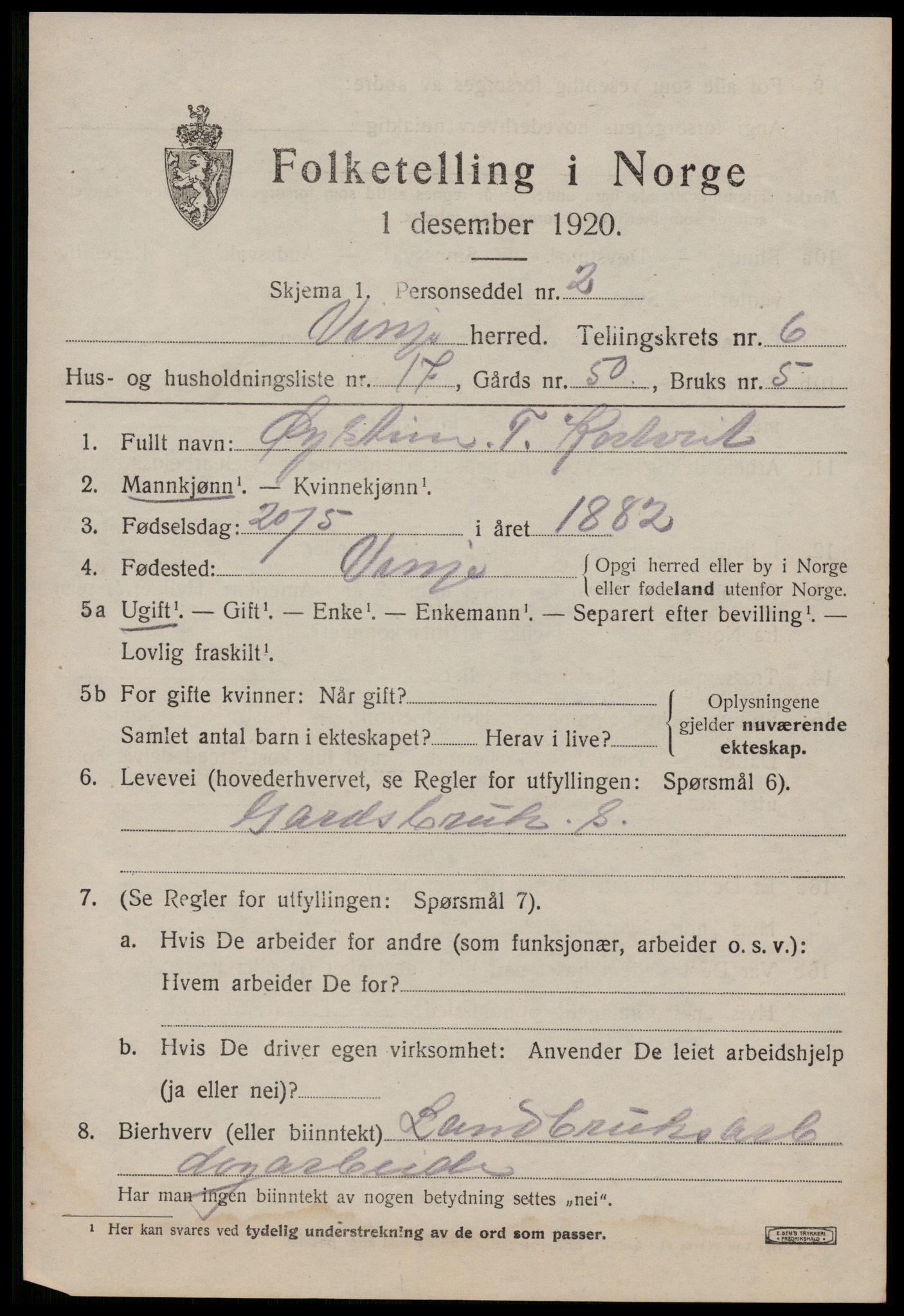 SAKO, 1920 census for Vinje, 1920, p. 1969