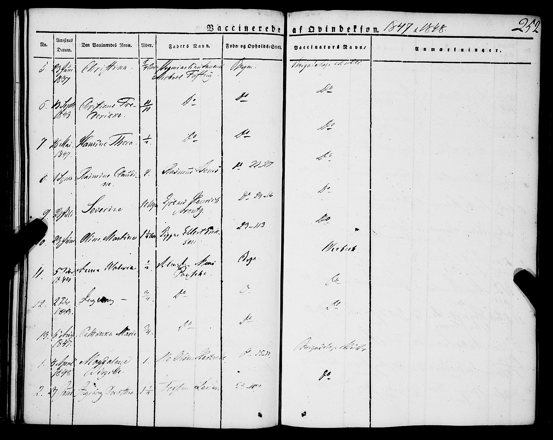 Korskirken sokneprestembete, AV/SAB-A-76101/H/Haa/L0050: Parish register (official) no. F 1, 1821-1869, p. 252