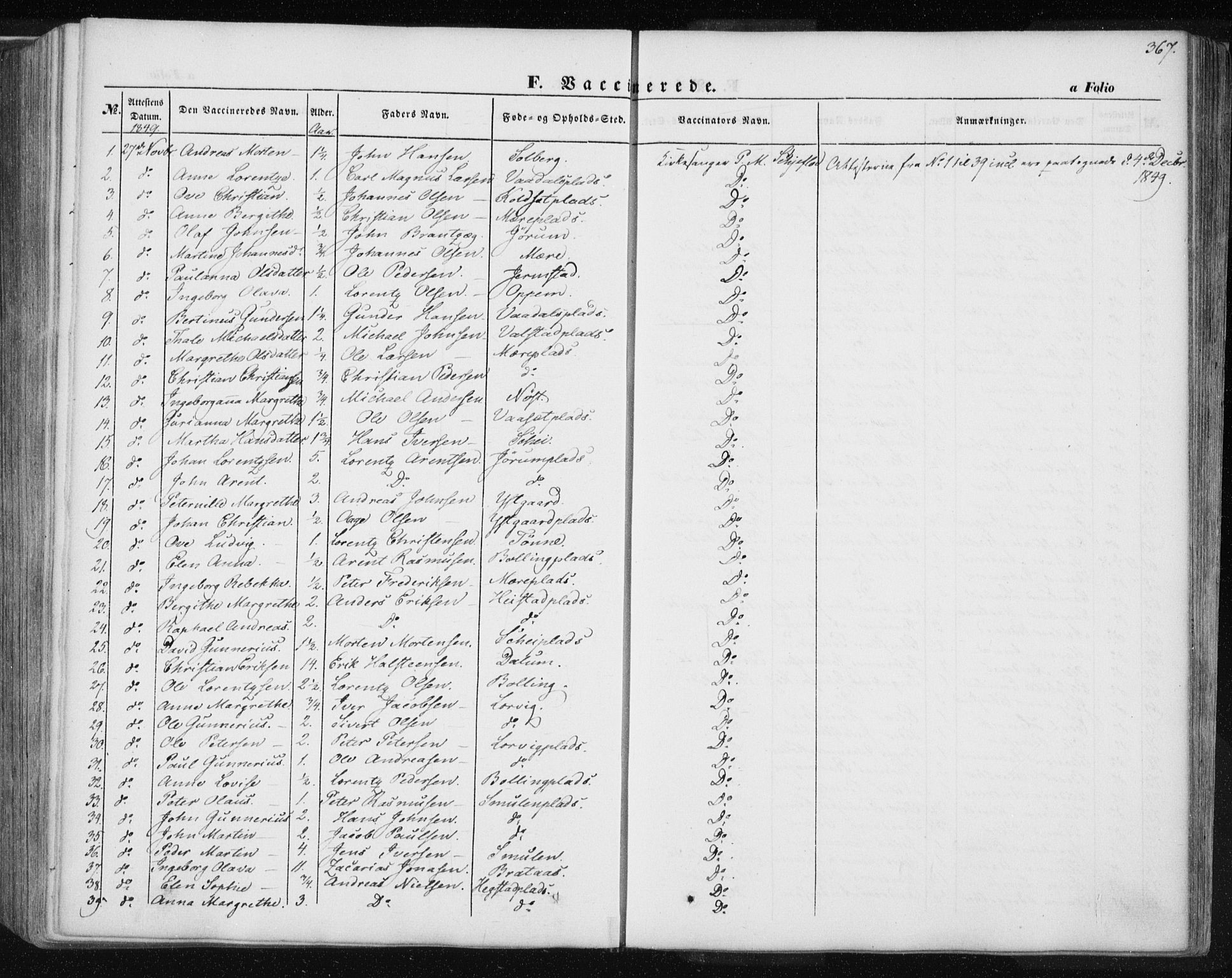 Ministerialprotokoller, klokkerbøker og fødselsregistre - Nord-Trøndelag, SAT/A-1458/735/L0342: Parish register (official) no. 735A07 /1, 1849-1862, p. 367