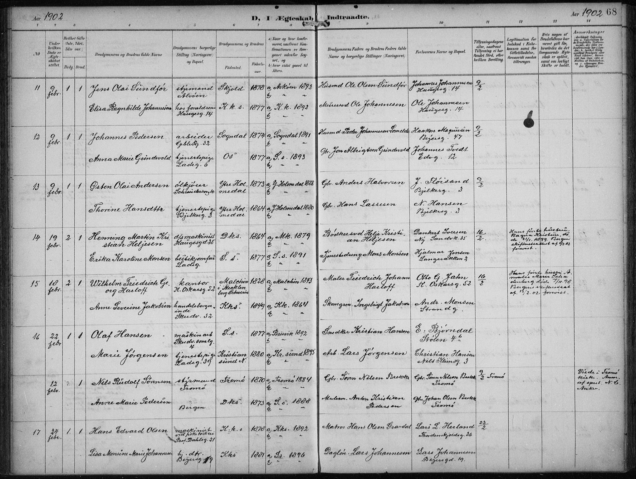 Sandviken Sokneprestembete, AV/SAB-A-77601/H/Ha/L0014: Parish register (official) no. D 1, 1896-1911, p. 68