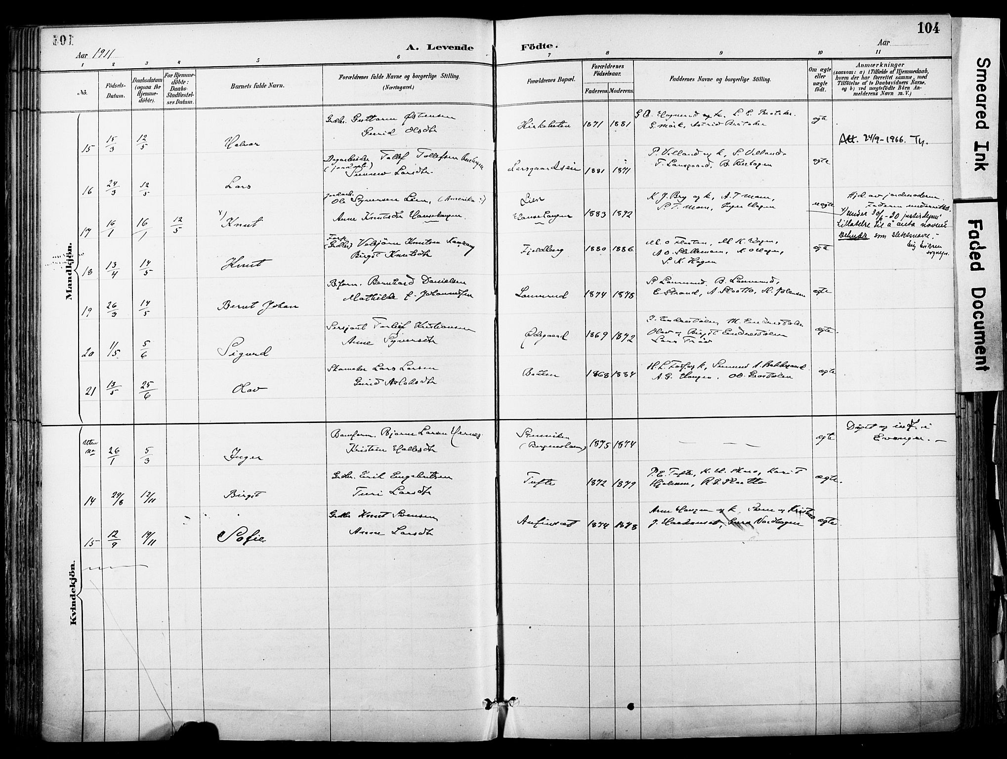 Hol kirkebøker, AV/SAKO-A-227/F/Fa/L0003: Parish register (official) no. I 3, 1887-1918, p. 104