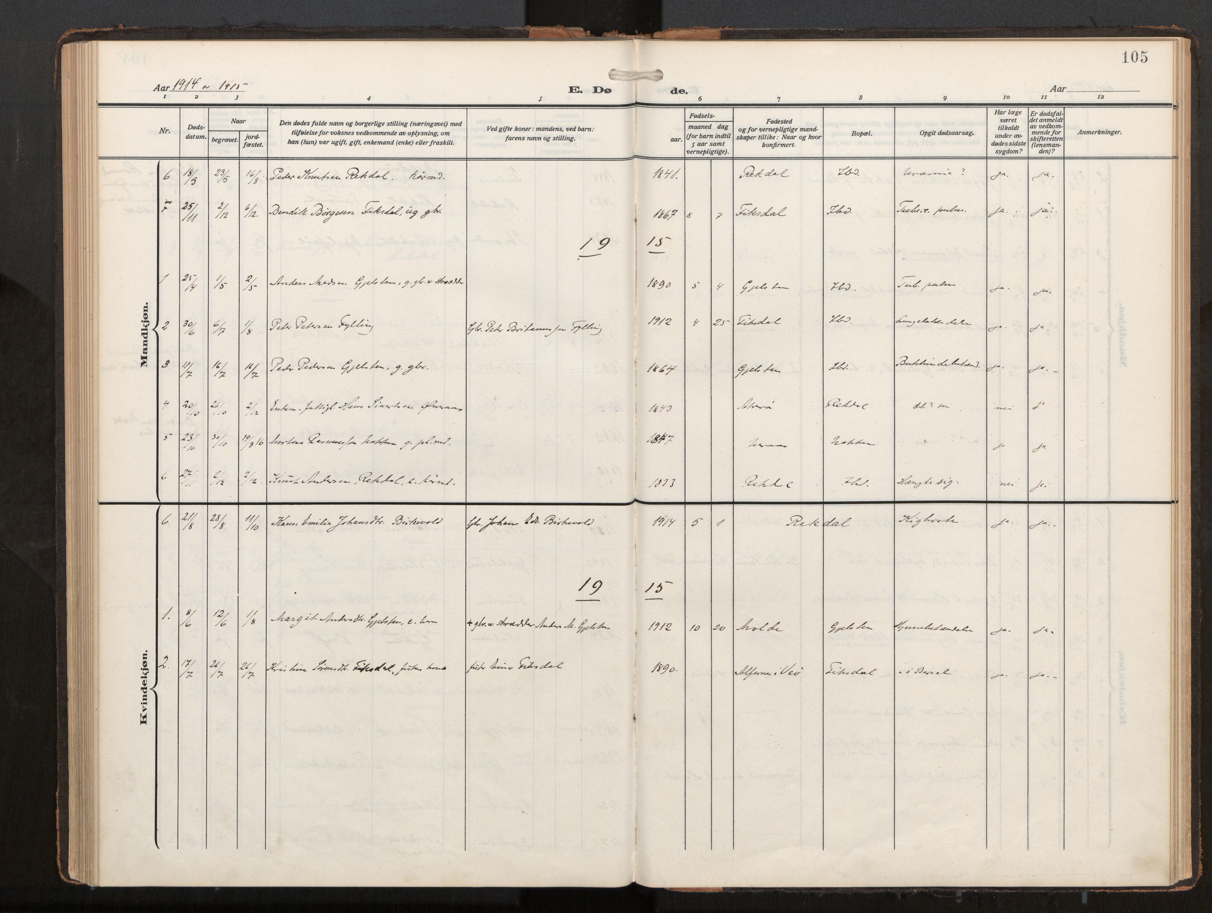 Ministerialprotokoller, klokkerbøker og fødselsregistre - Møre og Romsdal, AV/SAT-A-1454/540/L0540b: Parish register (official) no. 540A03, 1909-1932, p. 105