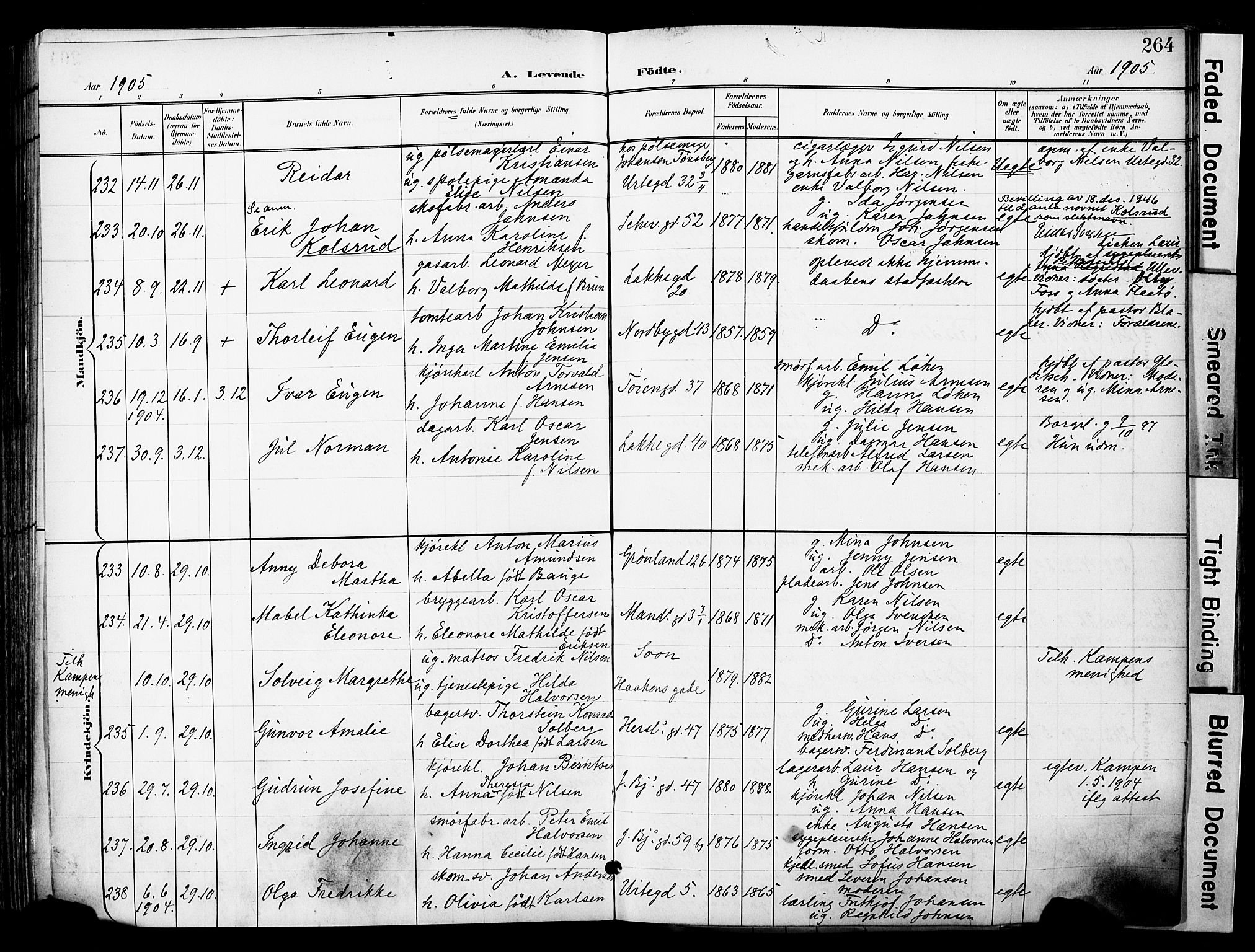 Grønland prestekontor Kirkebøker, SAO/A-10848/F/Fa/L0014: Parish register (official) no. 14, 1900-1911, p. 264