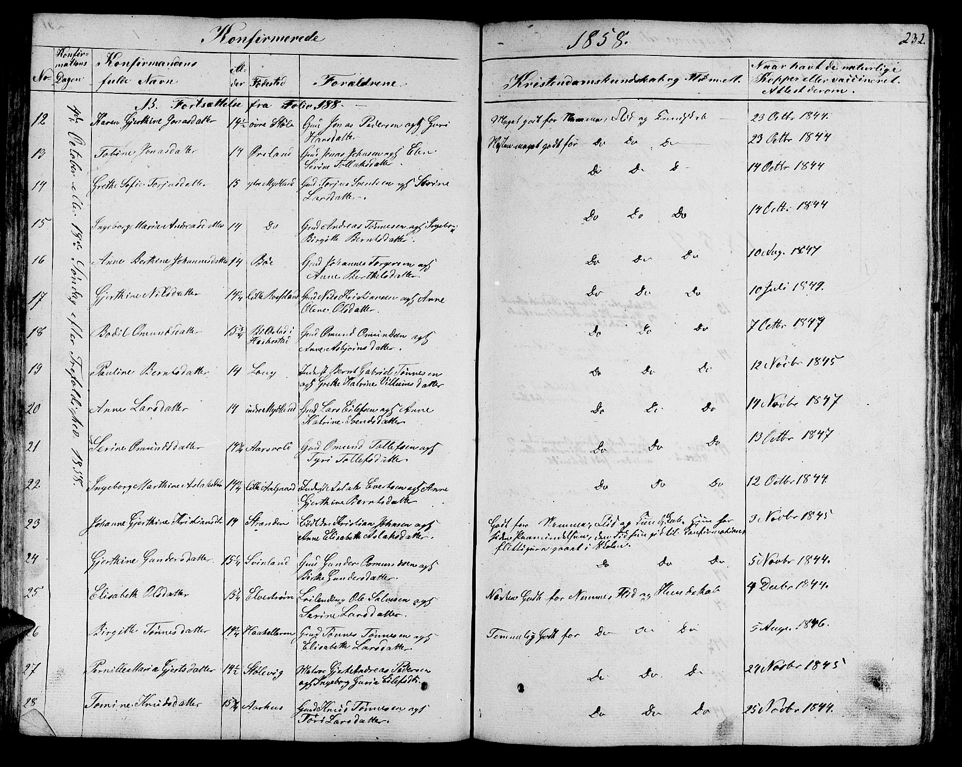 Sokndal sokneprestkontor, AV/SAST-A-101808: Parish register (copy) no. B 2, 1849-1865, p. 232