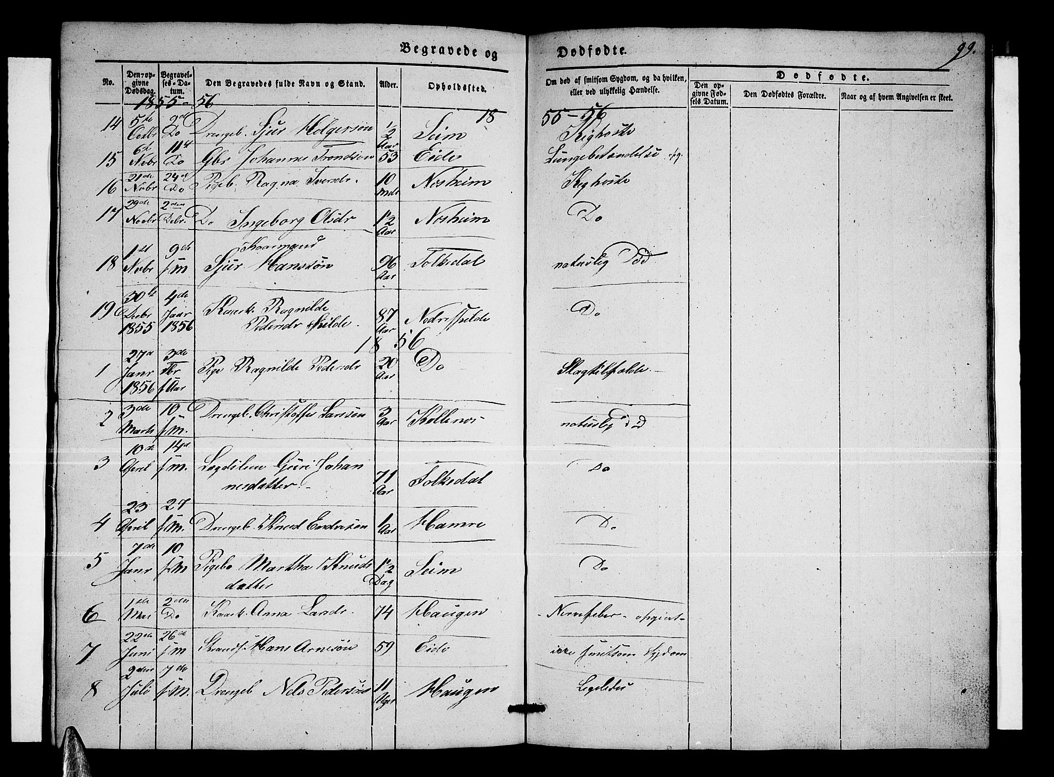 Ulvik sokneprestembete, AV/SAB-A-78801/H/Hab: Parish register (copy) no. B 1, 1855-1868, p. 99