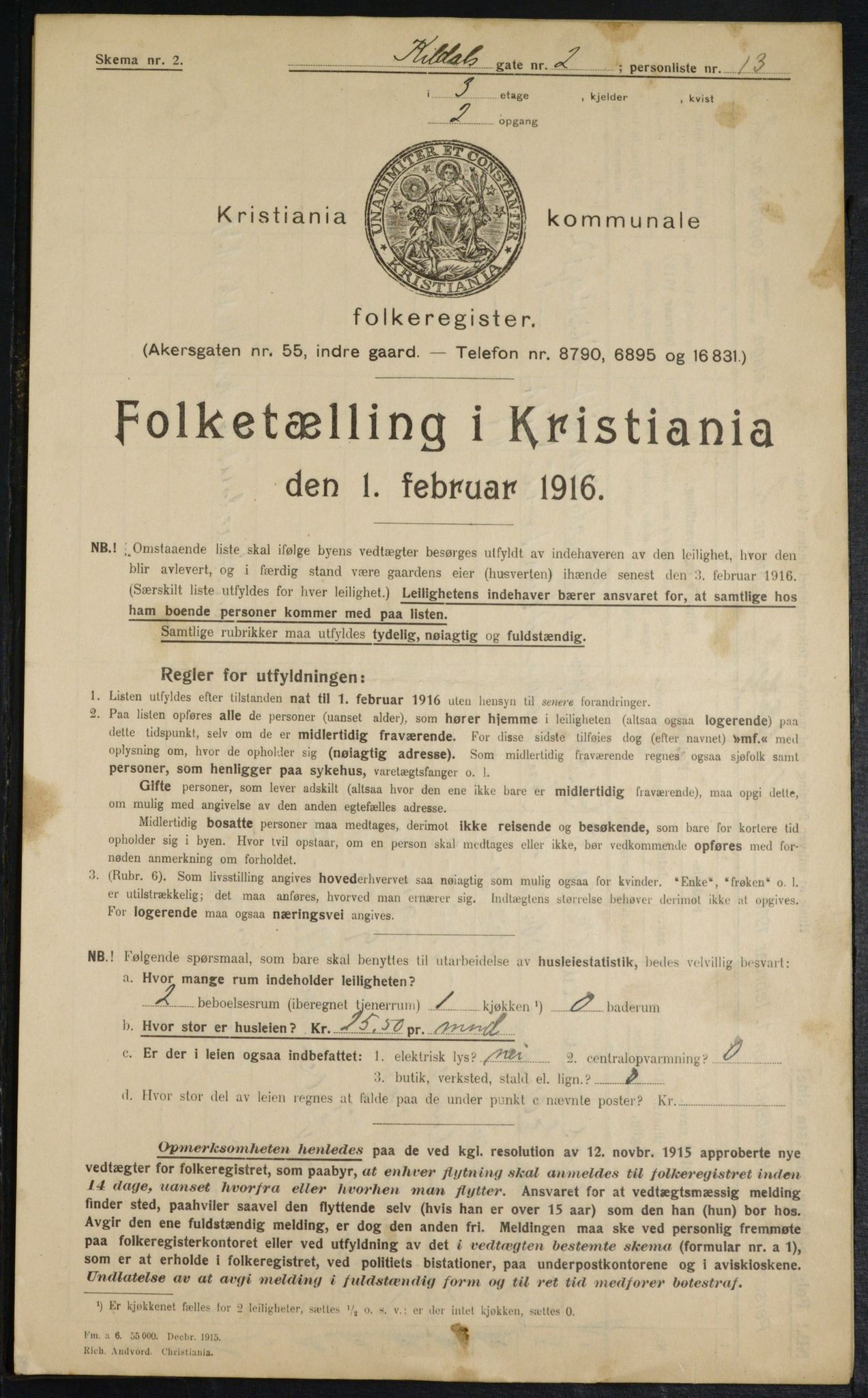 OBA, Municipal Census 1916 for Kristiania, 1916, p. 50591