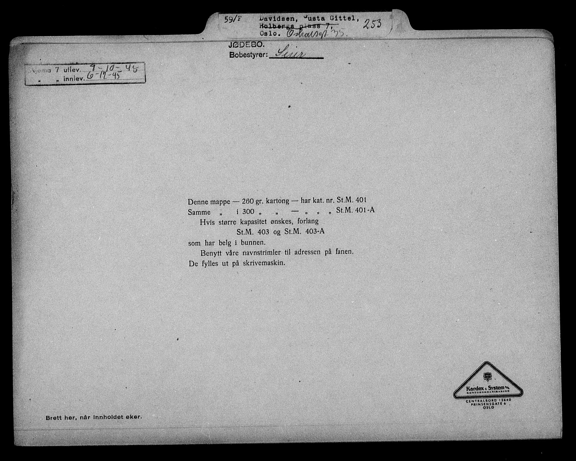 Justisdepartementet, Tilbakeføringskontoret for inndratte formuer, AV/RA-S-1564/H/Hc/Hcc/L0929: --, 1945-1947, p. 687