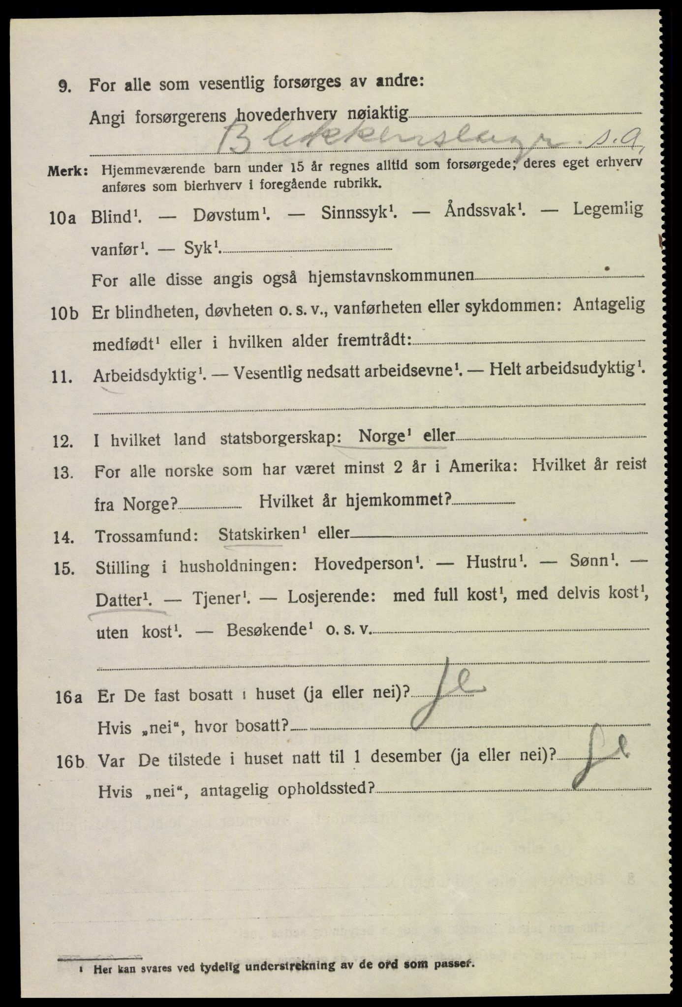 SAK, 1920 census for Øyestad, 1920, p. 9421