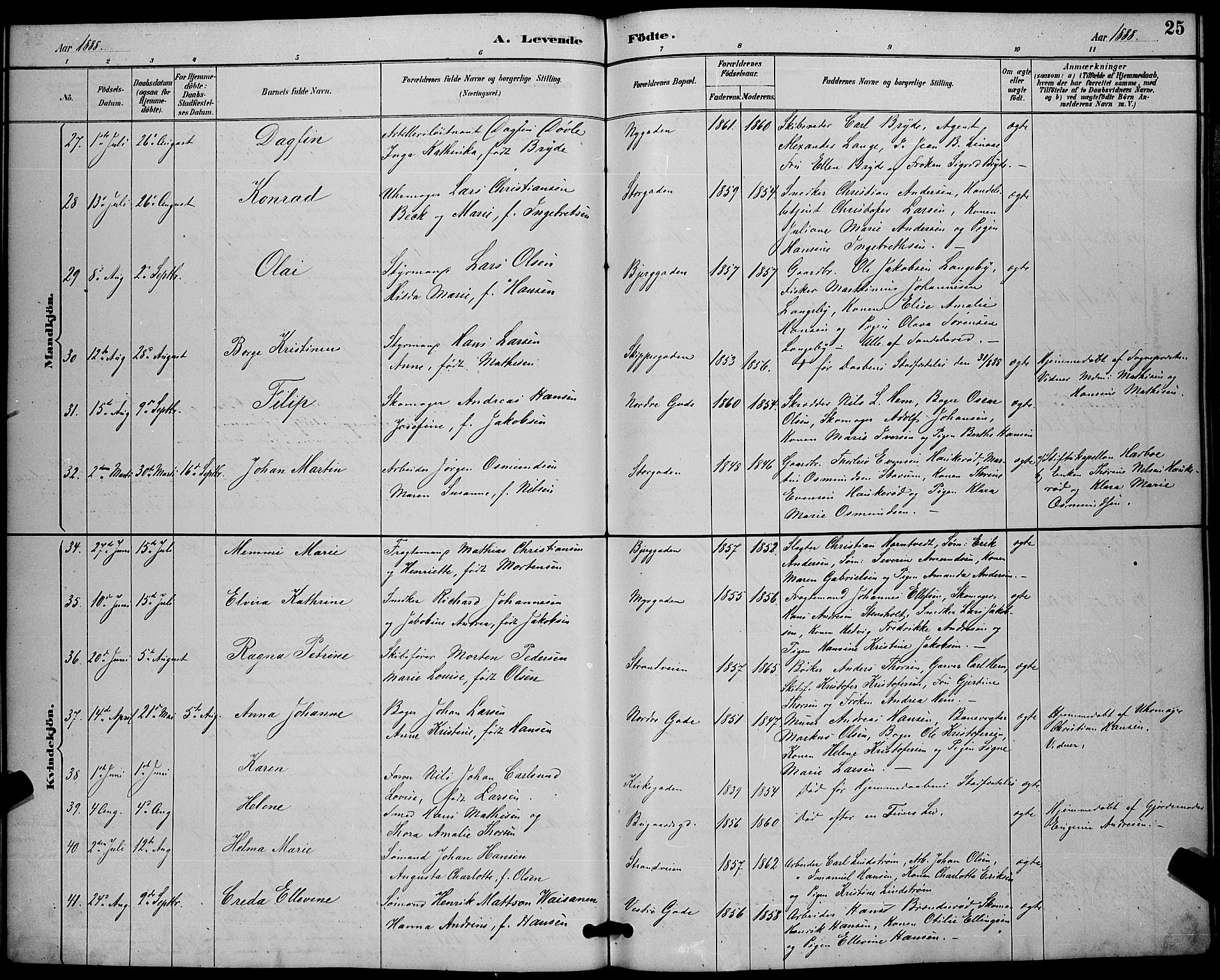 Sandefjord kirkebøker, AV/SAKO-A-315/G/Ga/L0001: Parish register (copy) no. 1, 1885-1903, p. 25