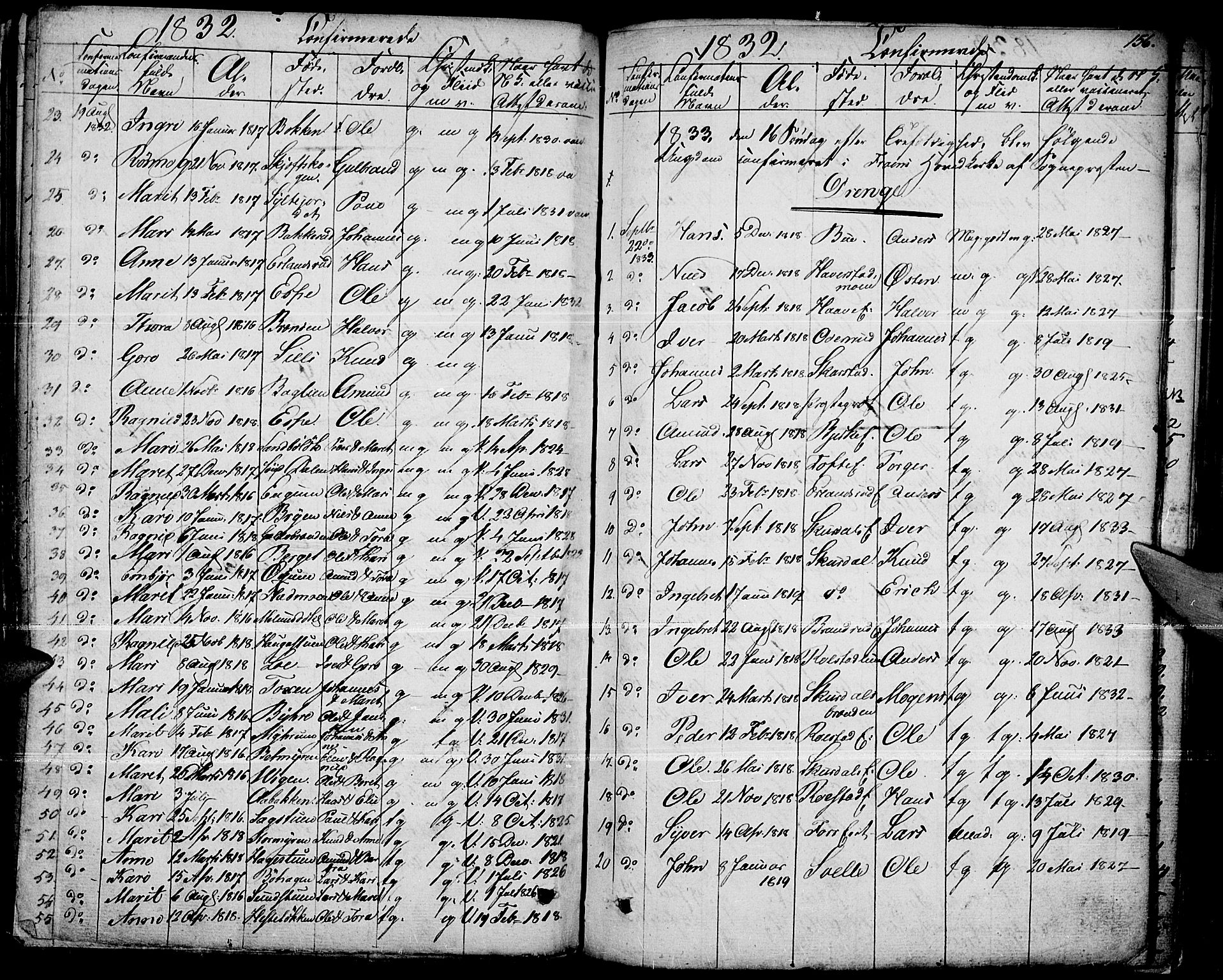 Fron prestekontor, SAH/PREST-078/H/Ha/Haa/L0003: Parish register (official) no. 3, 1828-1838, p. 156