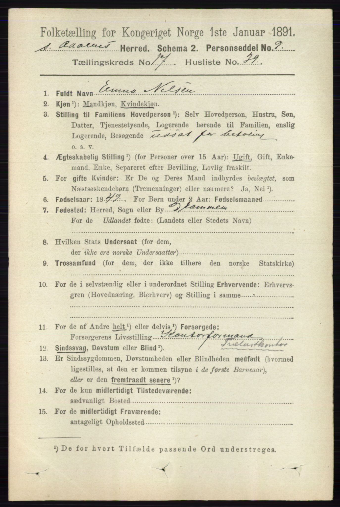 RA, 1891 census for 0419 Sør-Odal, 1891, p. 8103