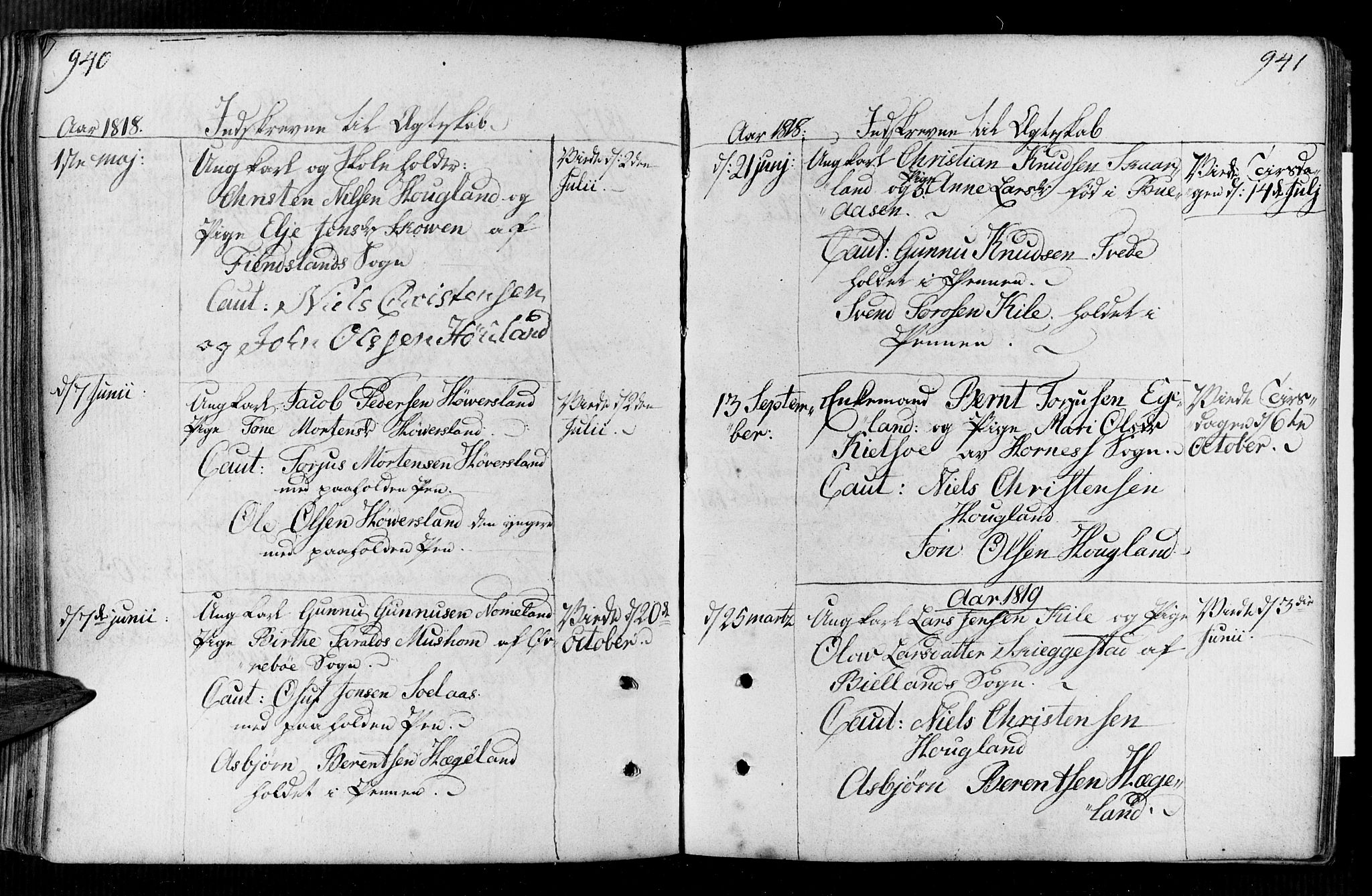 Vennesla sokneprestkontor, AV/SAK-1111-0045/Fa/Faa/L0002: Parish register (official) no. A 2, 1785-1834, p. 940-941