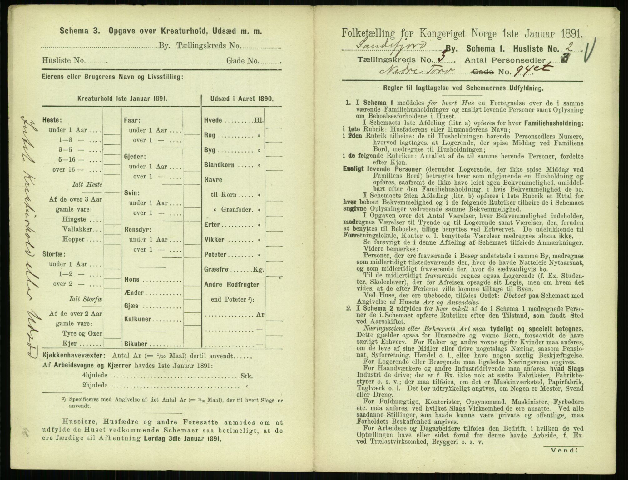 RA, 1891 census for 0706 Sandefjord, 1891, p. 257