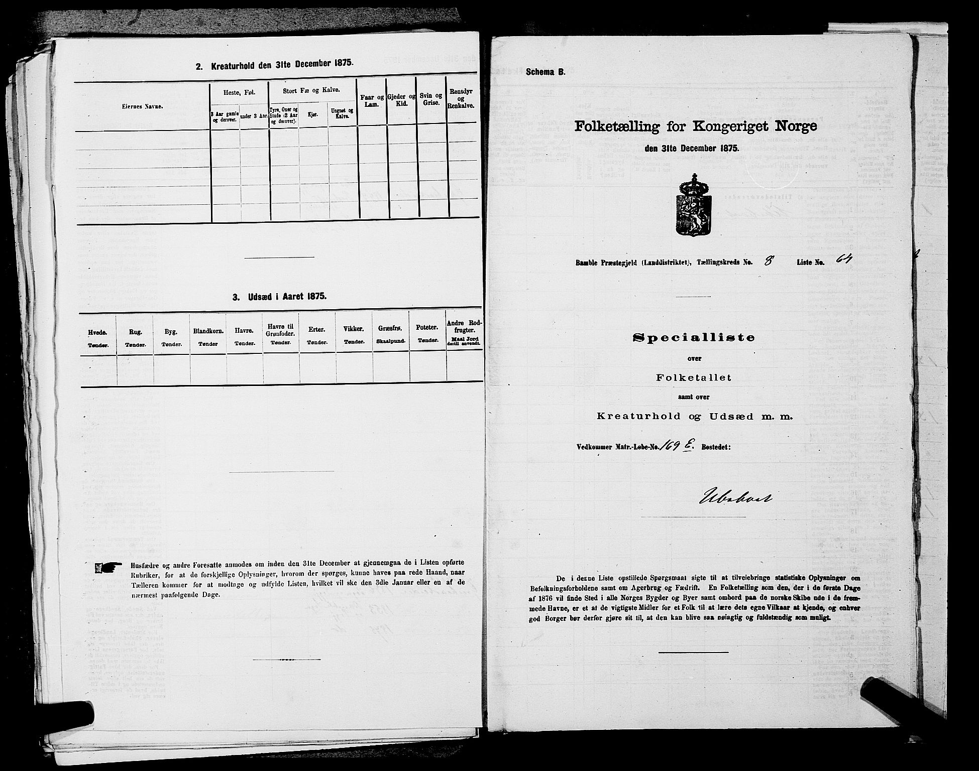 SAKO, 1875 census for 0814L Bamble/Bamble, 1875, p. 1171