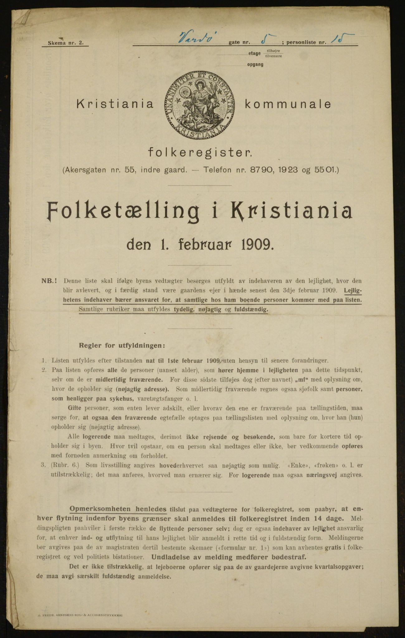 OBA, Municipal Census 1909 for Kristiania, 1909, p. 110610