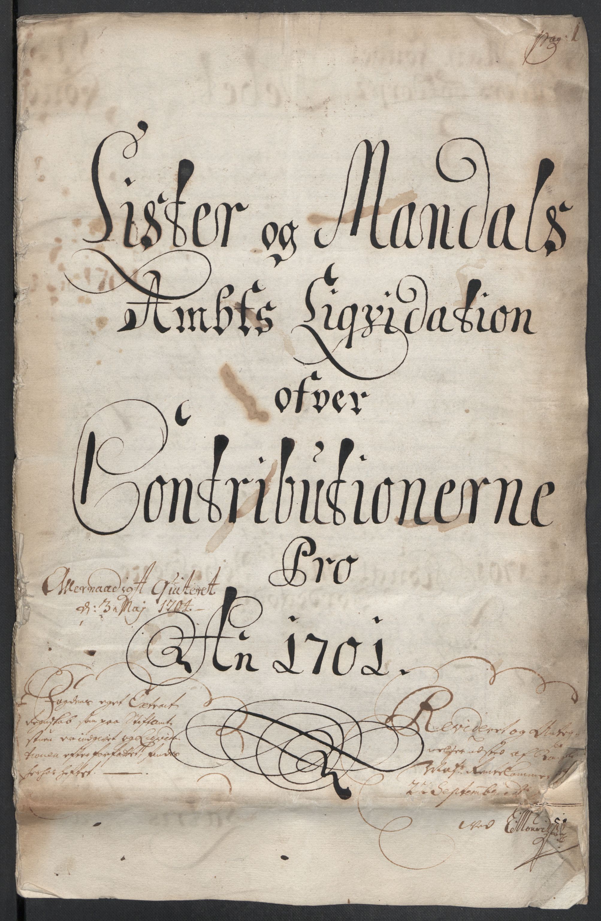 Rentekammeret inntil 1814, Reviderte regnskaper, Fogderegnskap, AV/RA-EA-4092/R43/L2549: Fogderegnskap Lista og Mandal, 1701-1702, p. 3