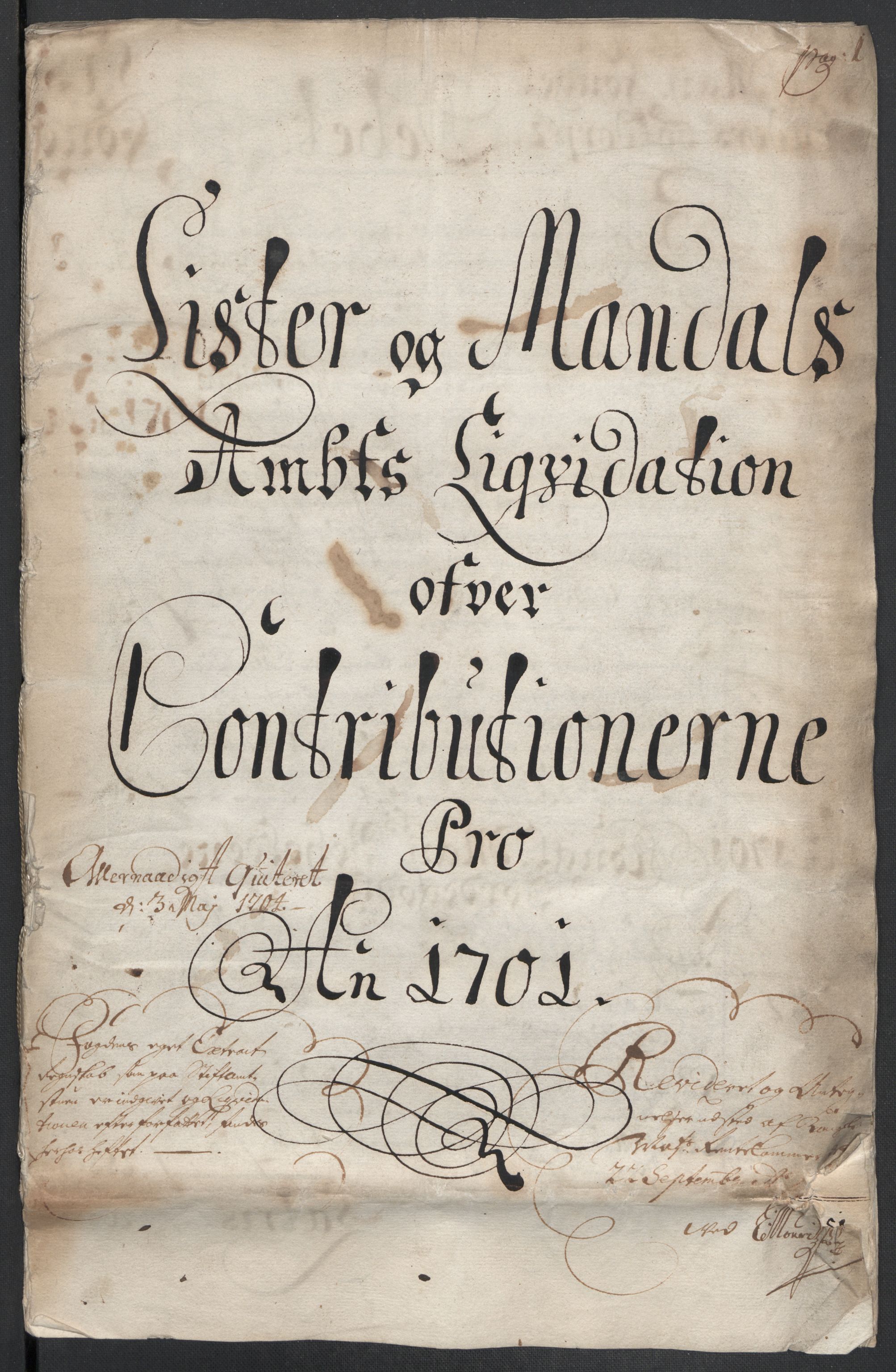 Rentekammeret inntil 1814, Reviderte regnskaper, Fogderegnskap, RA/EA-4092/R43/L2549: Fogderegnskap Lista og Mandal, 1701-1702, p. 3