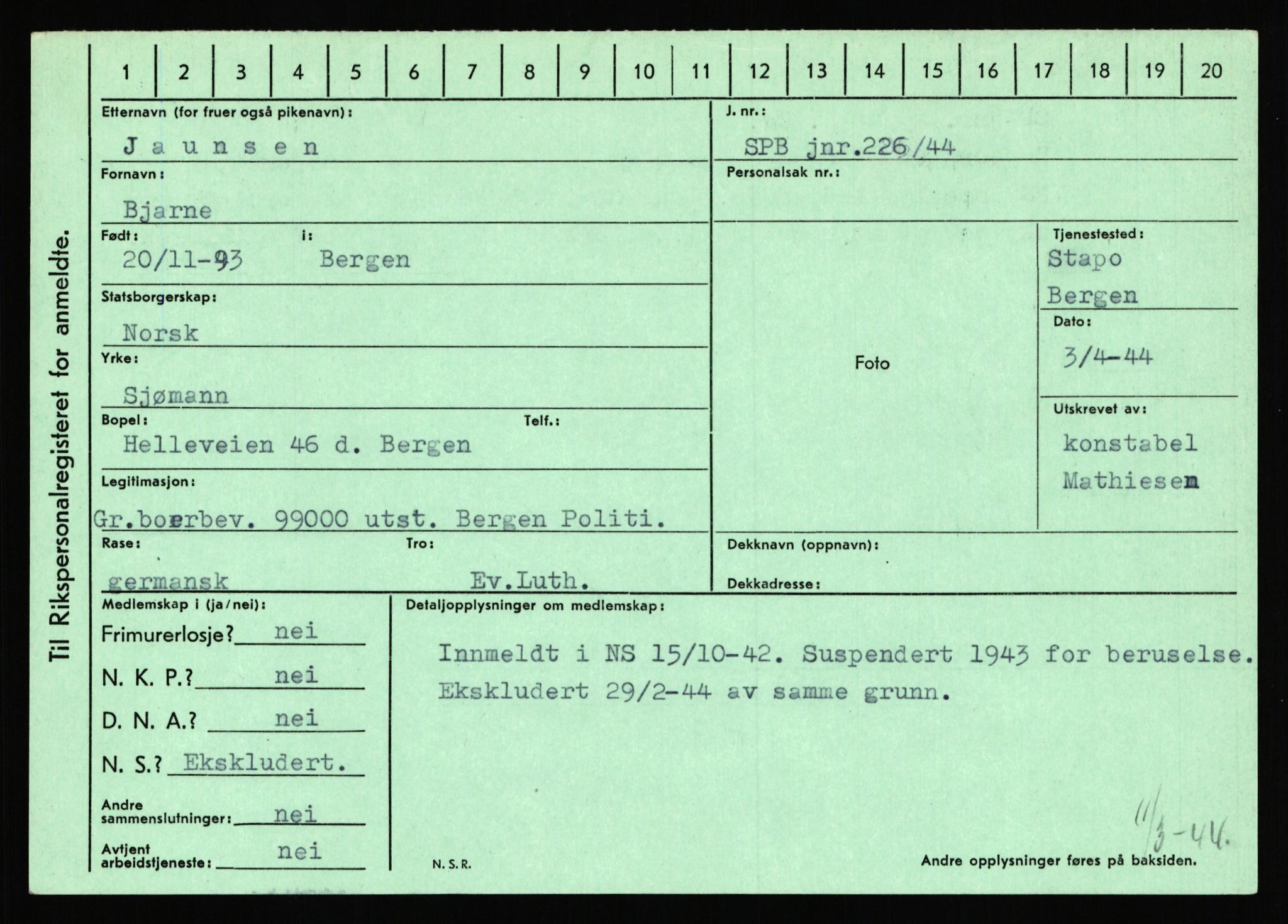 Statspolitiet - Hovedkontoret / Osloavdelingen, AV/RA-S-1329/C/Ca/L0007: Hol - Joelsen, 1943-1945, p. 3518