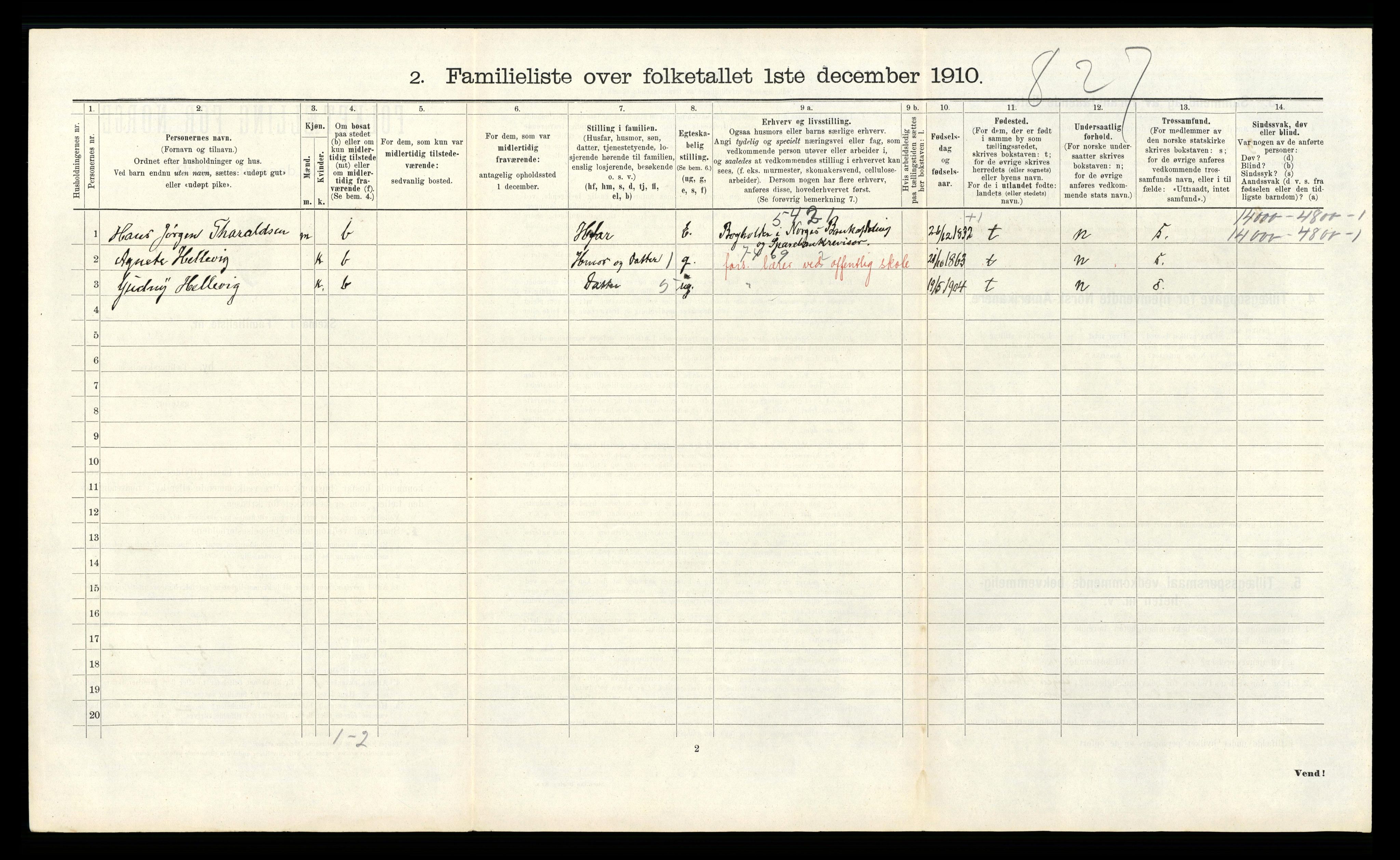 RA, 1910 census for Kristiansand, 1910, p. 797