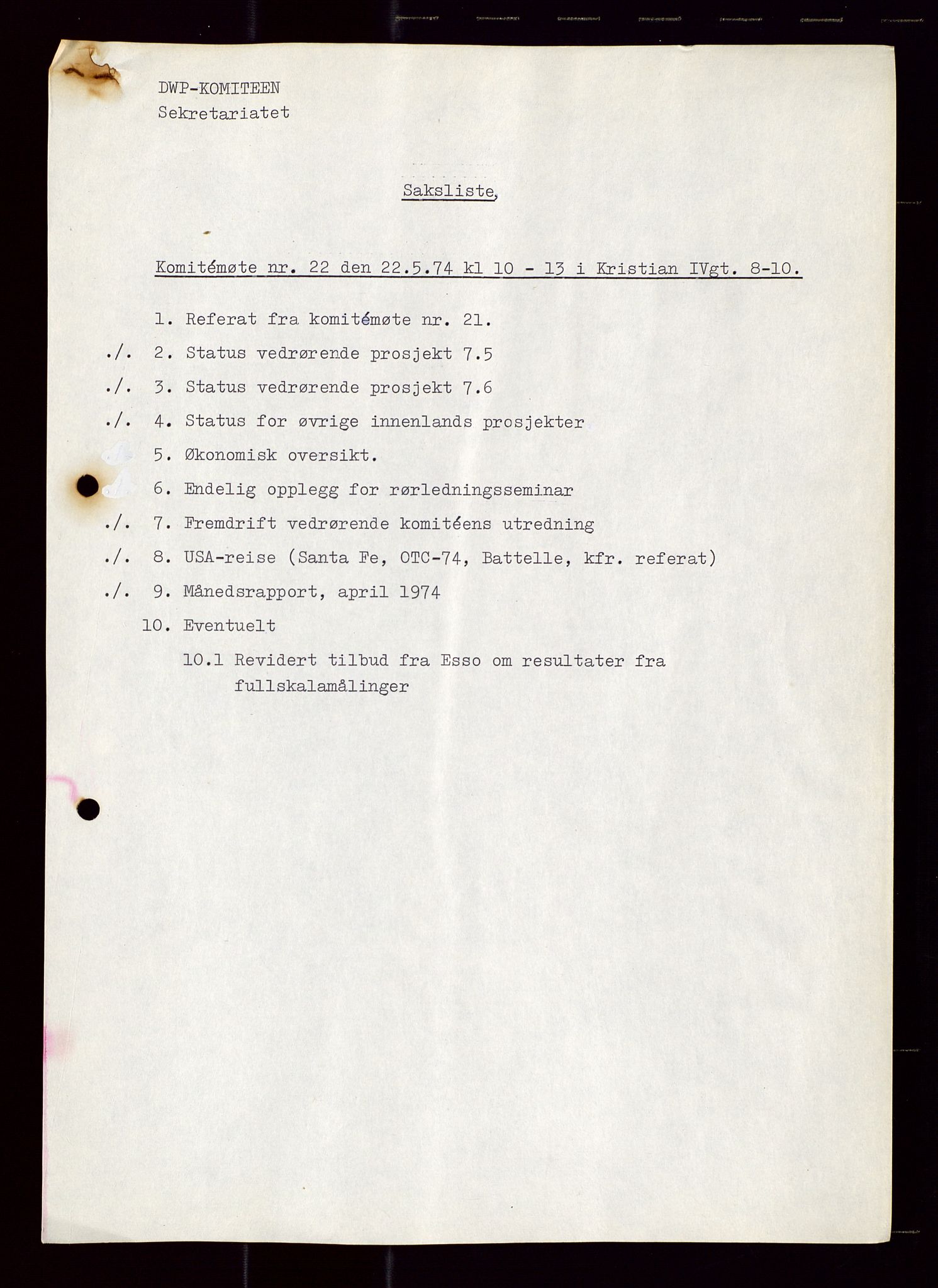 Industridepartementet, Oljekontoret, AV/SAST-A-101348/Di/L0001: DWP, møter juni - november, komiteemøter nr. 19 - 26, 1973-1974, p. 590