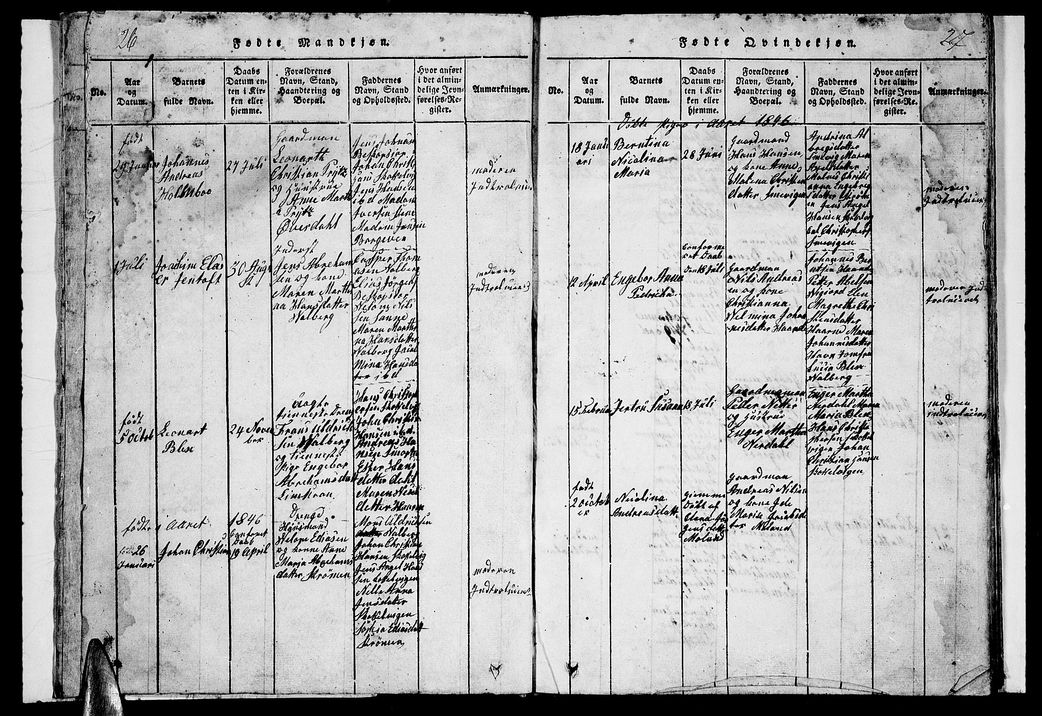 Ministerialprotokoller, klokkerbøker og fødselsregistre - Nordland, AV/SAT-A-1459/884/L1195: Parish register (copy) no. 884C01, 1837-1867, p. 26-27