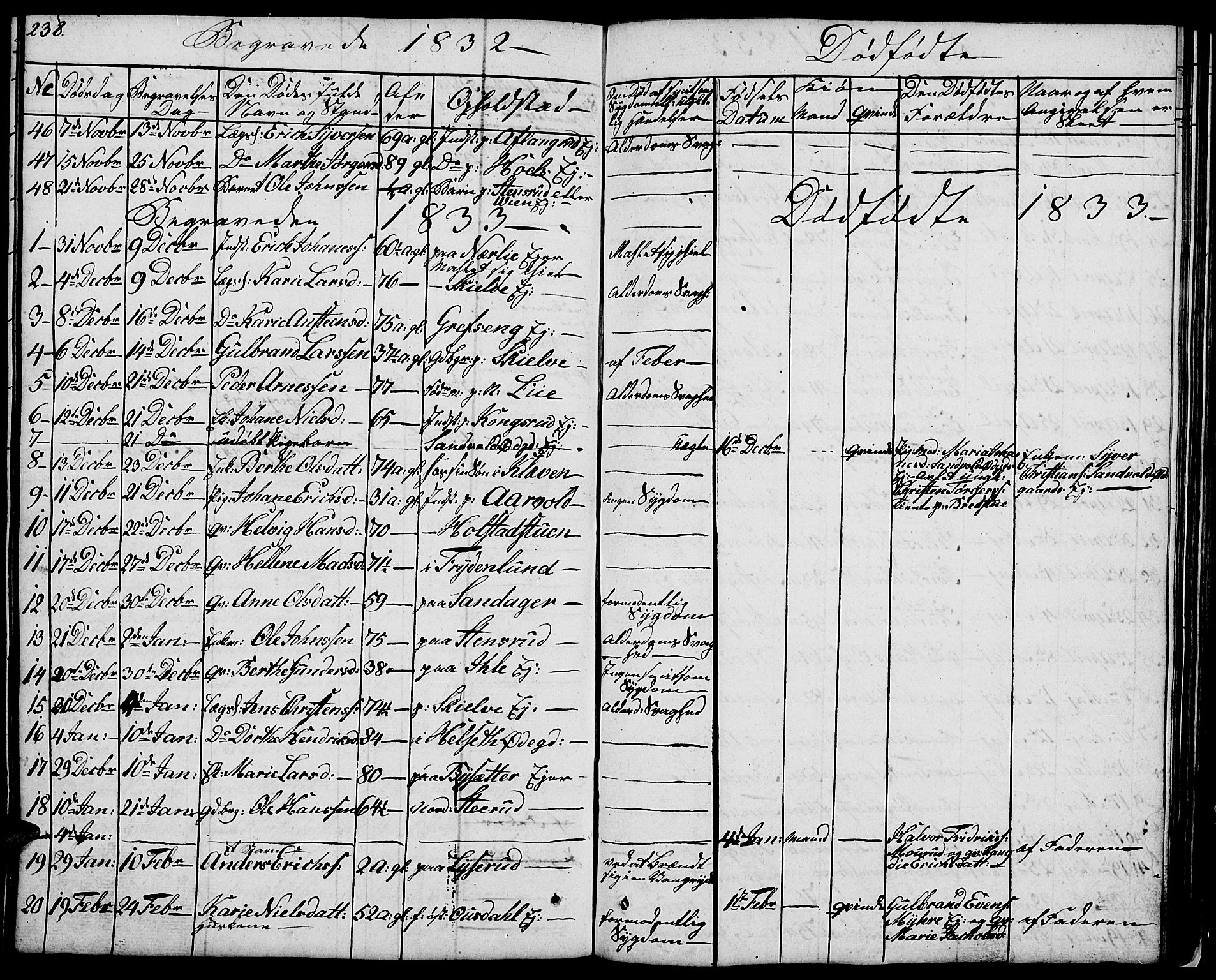Nes prestekontor, Hedmark, SAH/PREST-020/L/La/L0004: Parish register (copy) no. 4, 1832-1861, p. 238