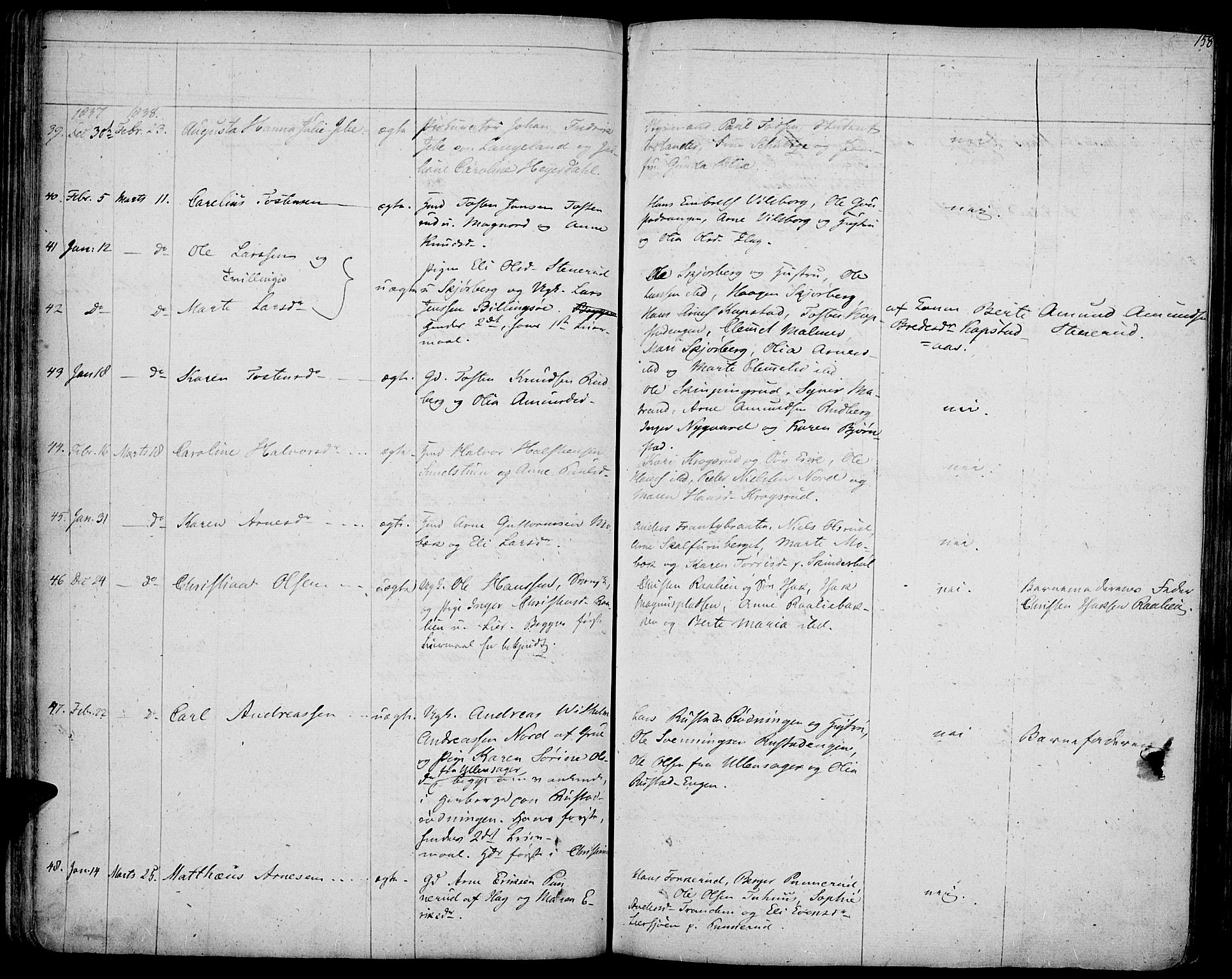 Vinger prestekontor, SAH/PREST-024/H/Ha/Haa/L0007: Parish register (official) no. 7, 1826-1839, p. 158