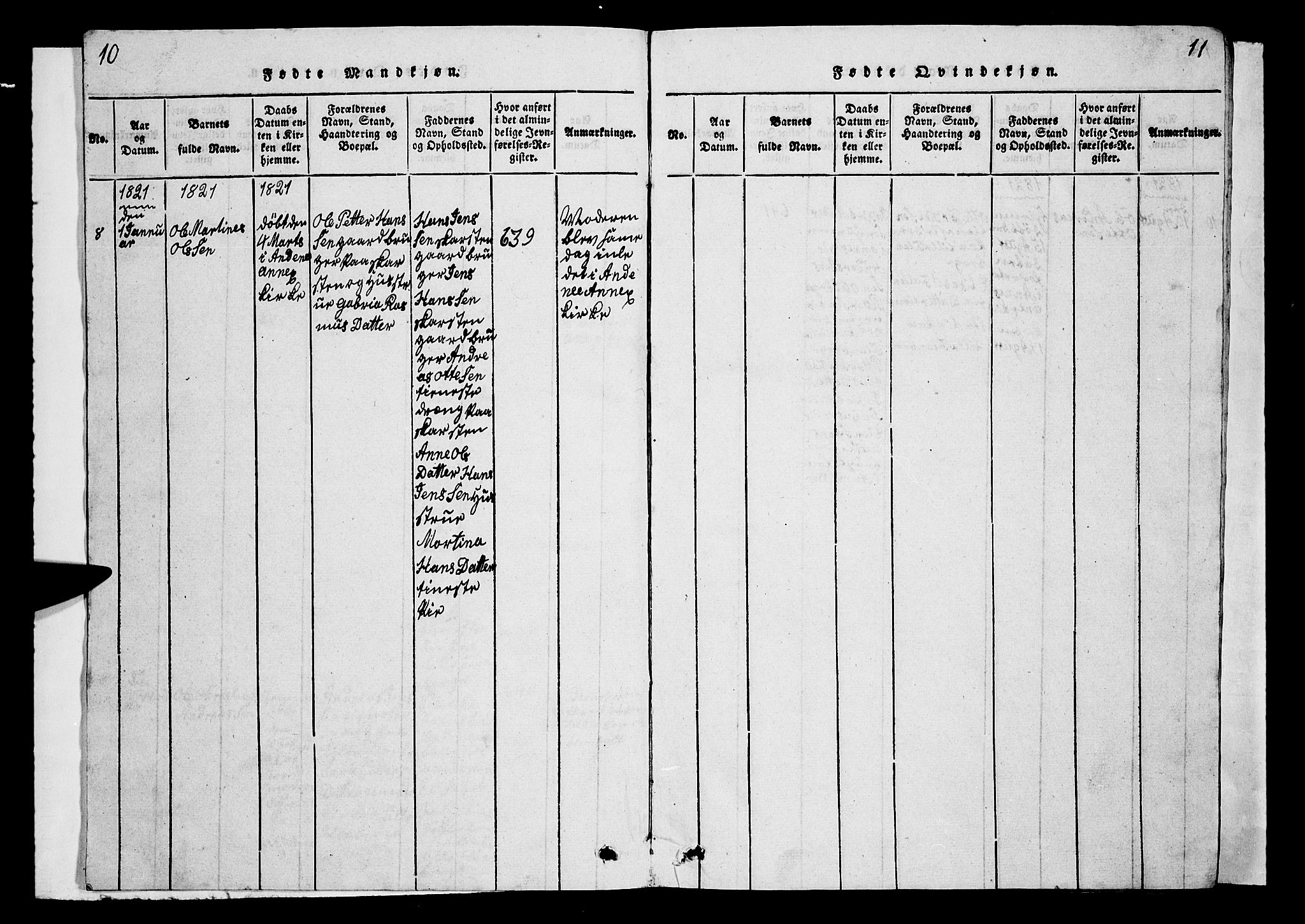 Ministerialprotokoller, klokkerbøker og fødselsregistre - Nordland, SAT/A-1459/899/L1446: Parish register (copy) no. 899C01, 1820-1868, p. 10-11