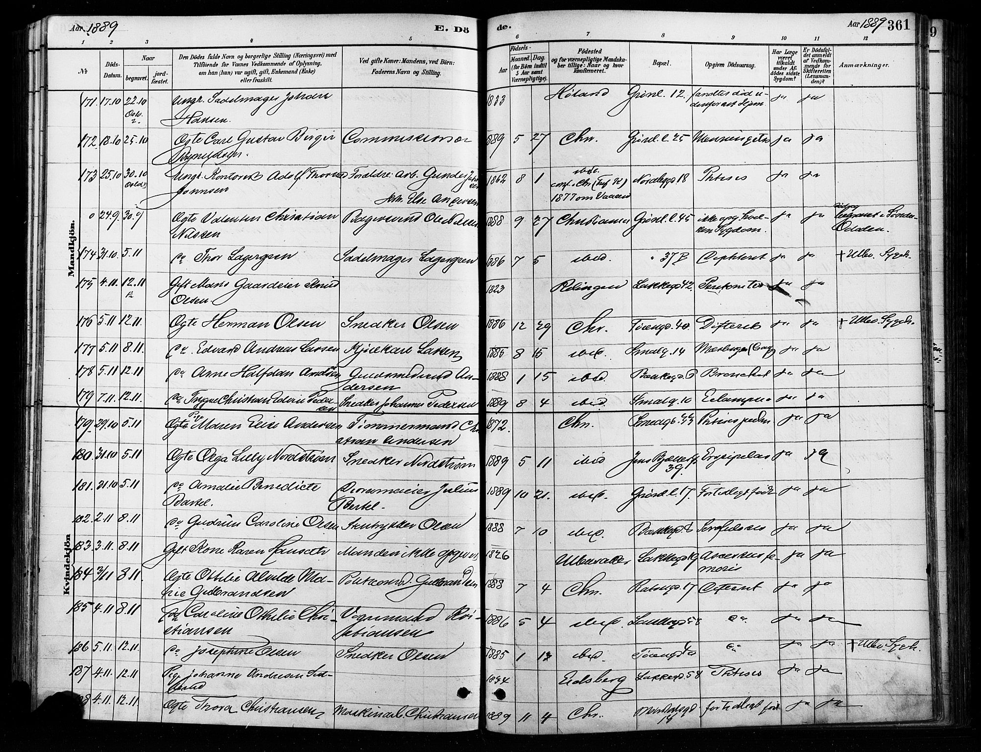 Grønland prestekontor Kirkebøker, AV/SAO-A-10848/F/Fa/L0008: Parish register (official) no. 8, 1881-1893, p. 361