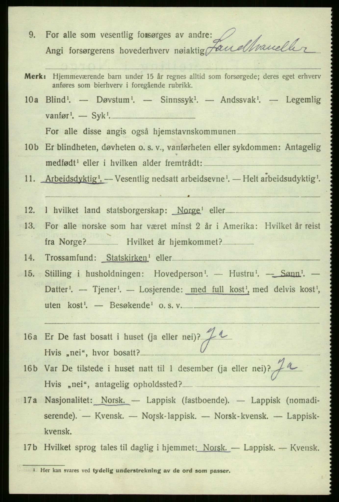 SATØ, 1920 census for Bjarkøy, 1920, p. 1260