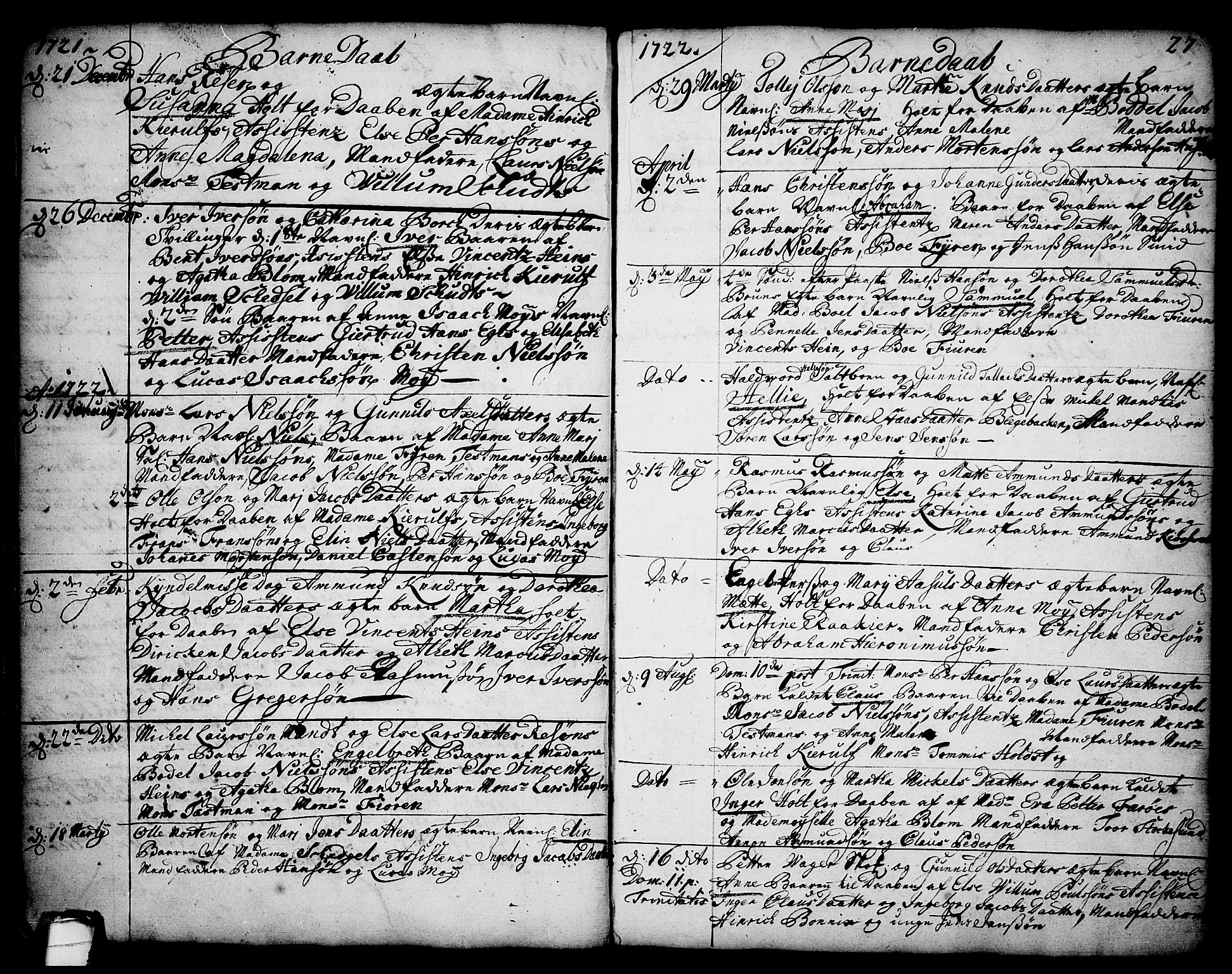 Brevik kirkebøker, SAKO/A-255/F/Fa/L0002: Parish register (official) no. 2, 1720-1764, p. 27